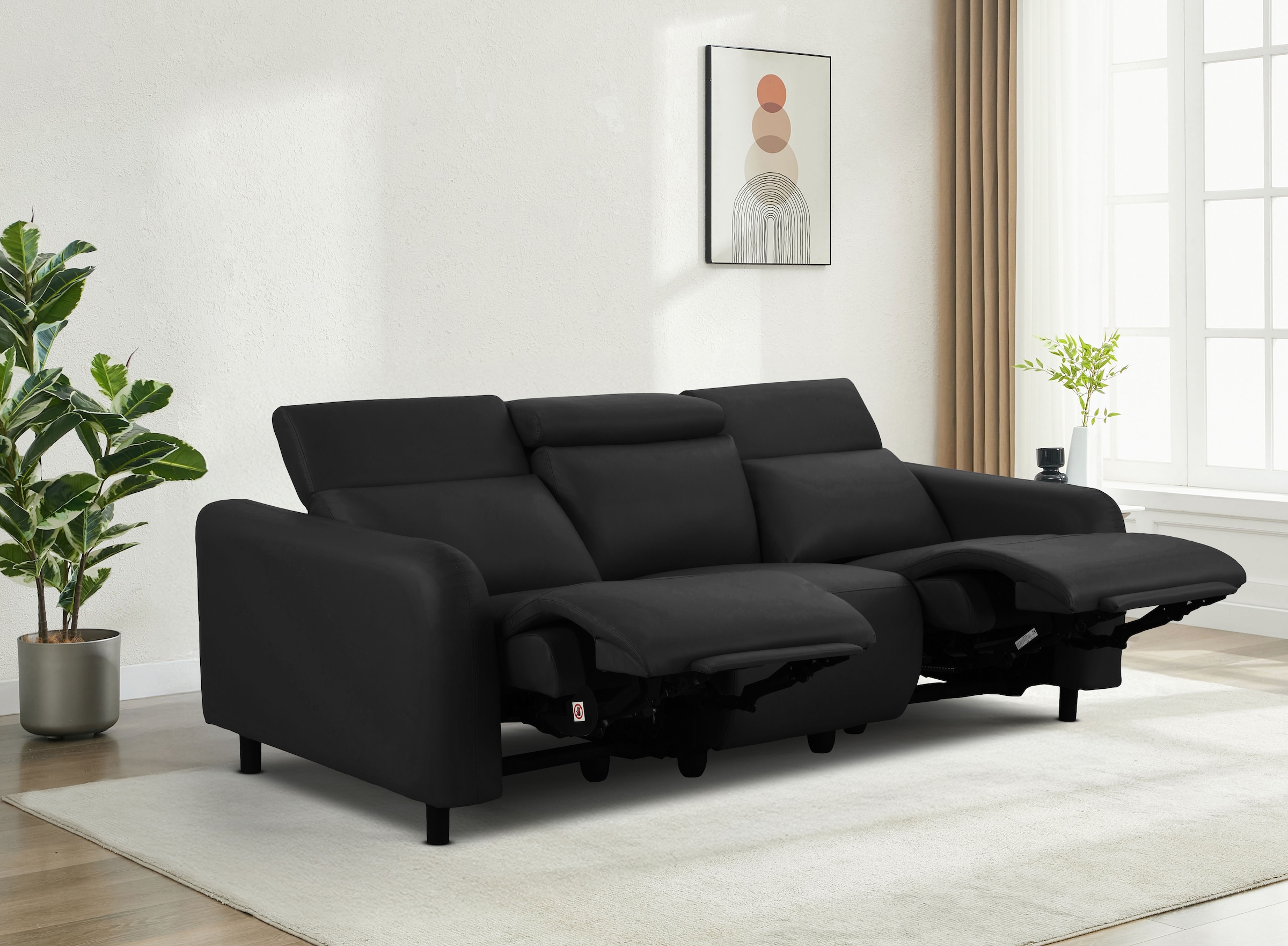 Home affaire 3-Sitzer »SKAANE Kunstleder, 229 cm, manuelle-u. elektrische Relaxfunktion«, Relax-Funktion in 2 Sitzen, Kopfteilverstellung, Federkernpolsterung