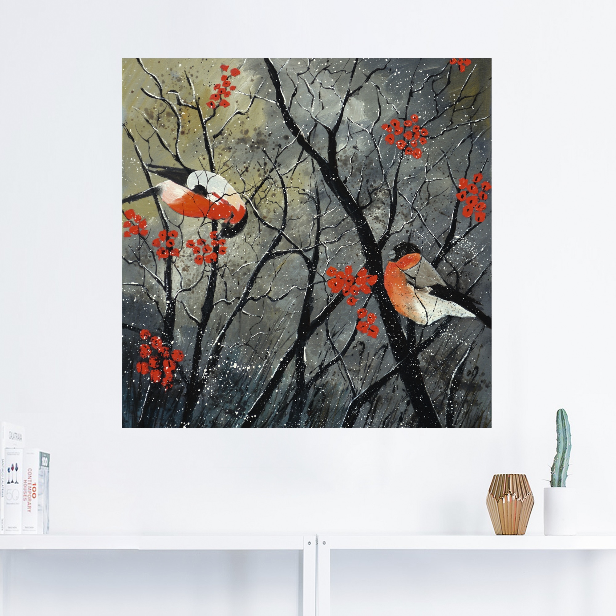 Artland Wandbild »rote Vögel im Winter«, Vögel, (1 St.), als Alubild, Outdoorbild, Leinwandbild, Wandaufkleber, versch. Größen