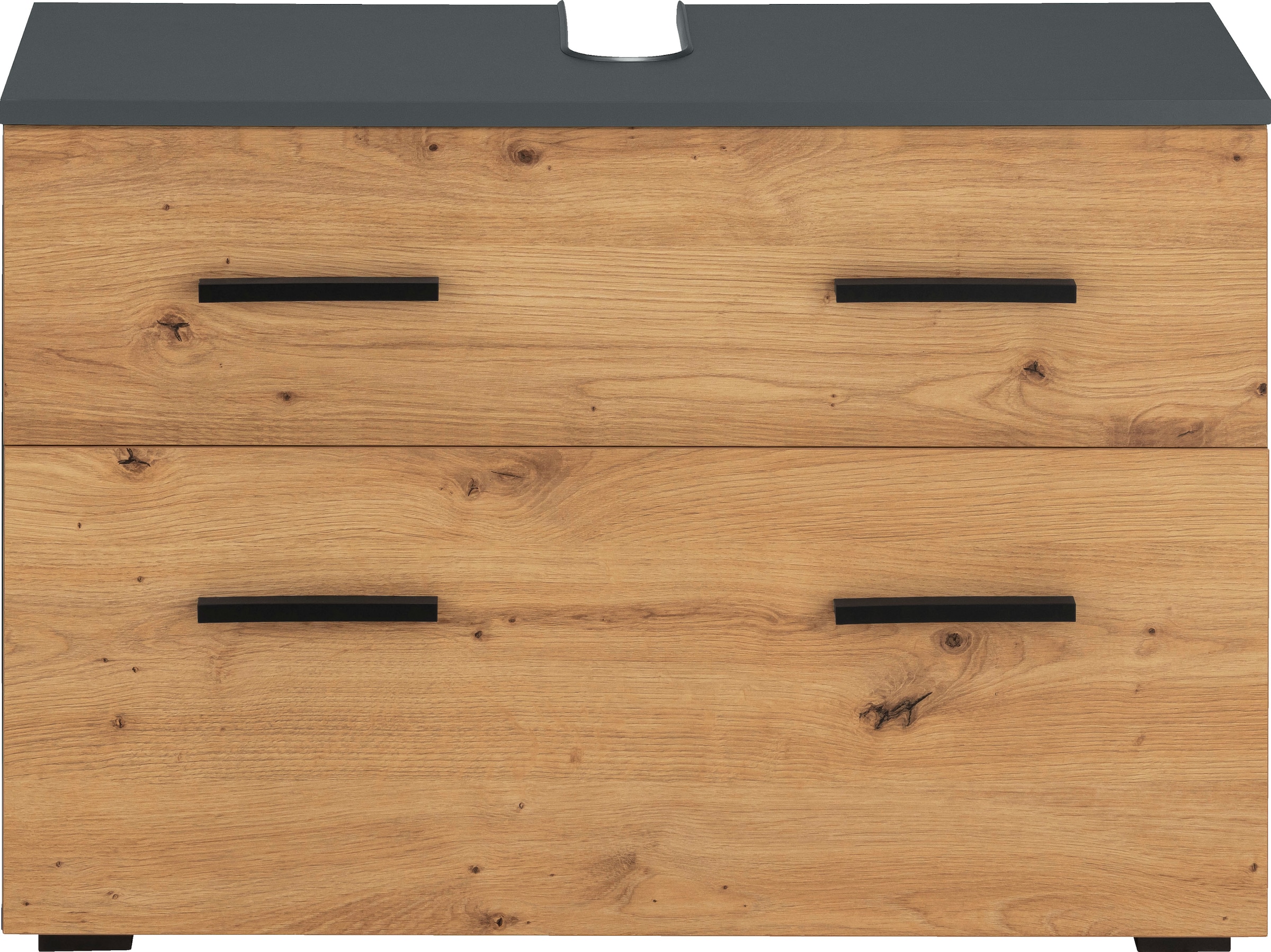 INOSIGN Waschbeckenunterschrank »Skara«, mit 80 cm, 55 kaufen schwarze Griffe, Klappe Höhe und Breite online cm Schubkasten