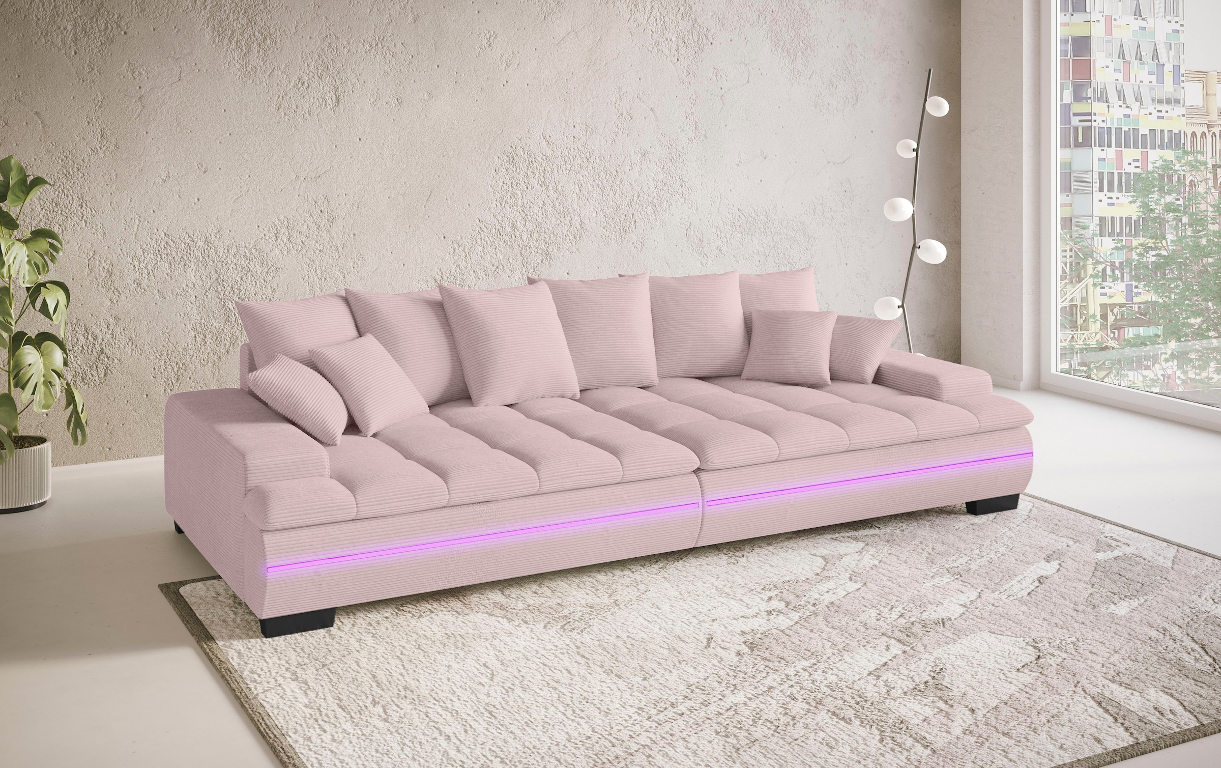 Mr. Couch Big-Sofa »Haiti II«, RGB-LED Beleuchtung, Kaltschaumpolsterung, bis 140 kg belastbar