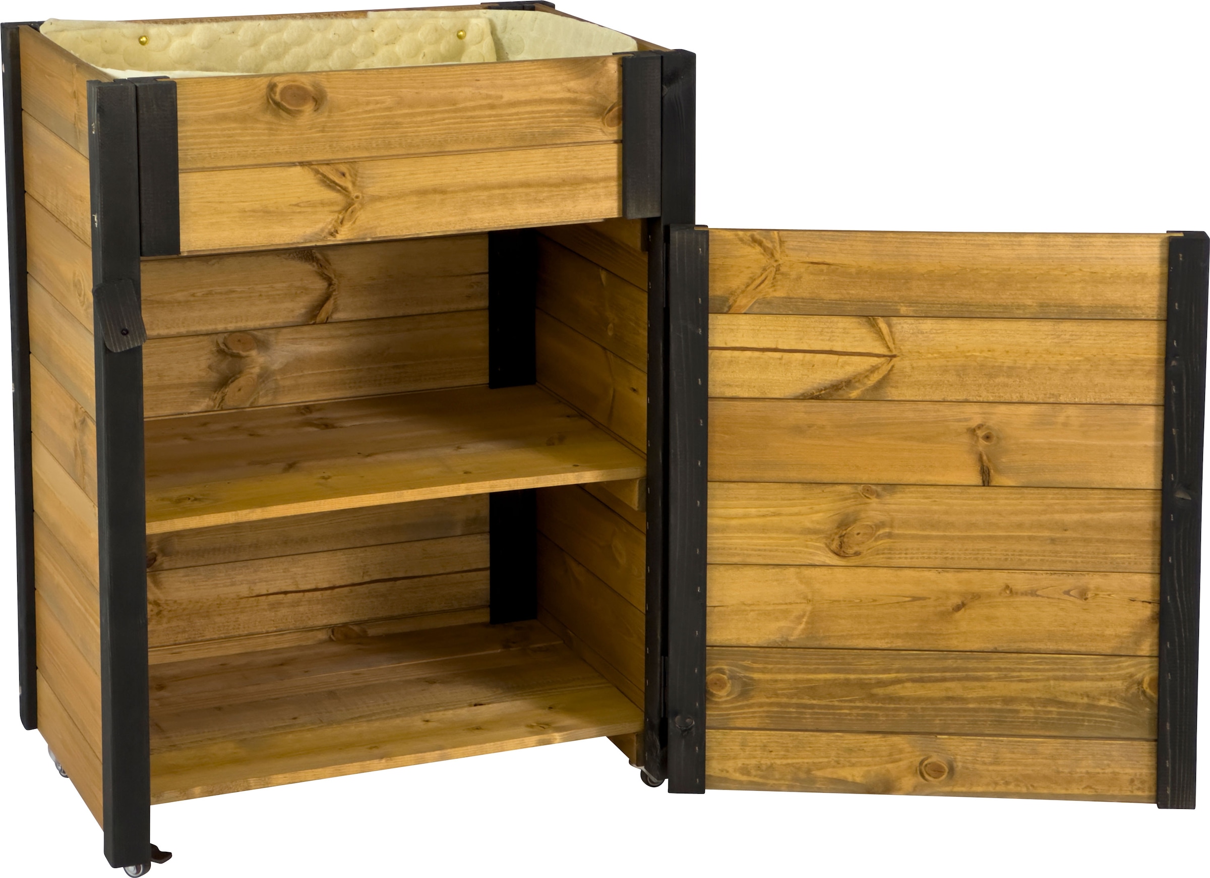 dobar green label Hochbeet »rollbar, mit Staufach, inkl. Schafswolle, Gr. L« Maße: ca. 60 x 40 x 80 cm bei einem Gewicht von ca. 15,40 kg