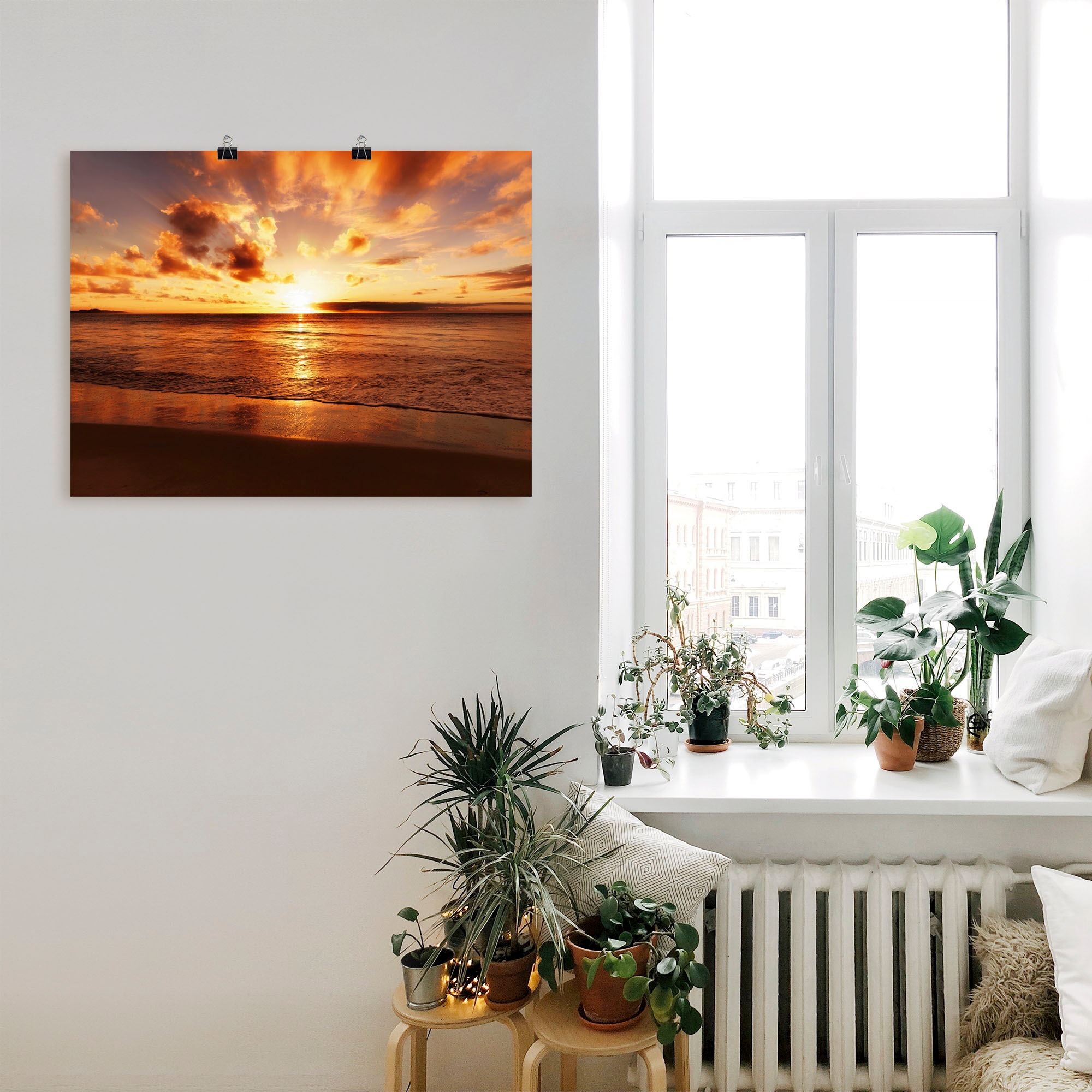 Artland Wandbild »Schöner Sonnenuntergang Strand«, Gewässer, (1 St.), als Leinwandbild, Poster, Wandaufkleber in verschied. Größen