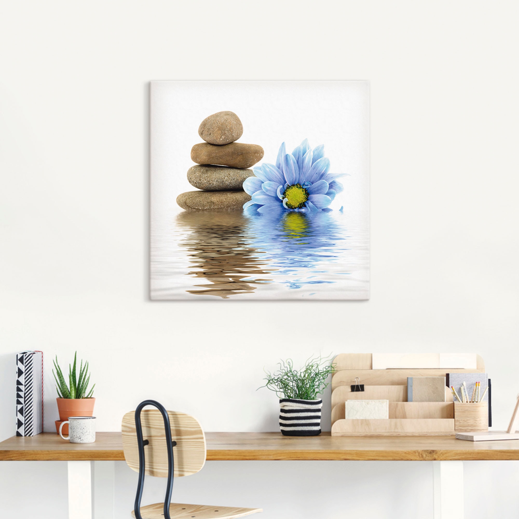Artland Wandbild »Therapie-Steine mit einzelnen Blumen«, Zen, (1 St.), als Leinwandbild, Wandaufkleber in verschied. Größen