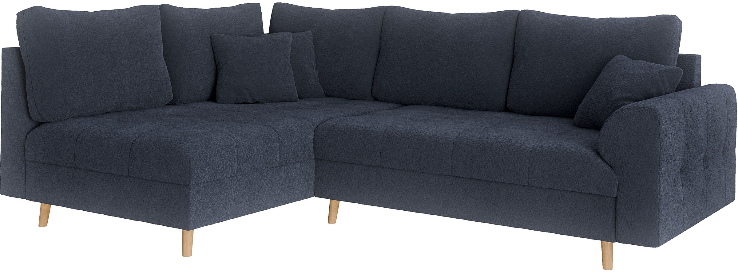 Home affaire Ecksofa »CHARRE L-Form mit Ottomane, Maße B/T/H: 231/161/81 cm«, feine Steppung, lose Rücken- und Zierkissen, auch in Cord und Bouclé