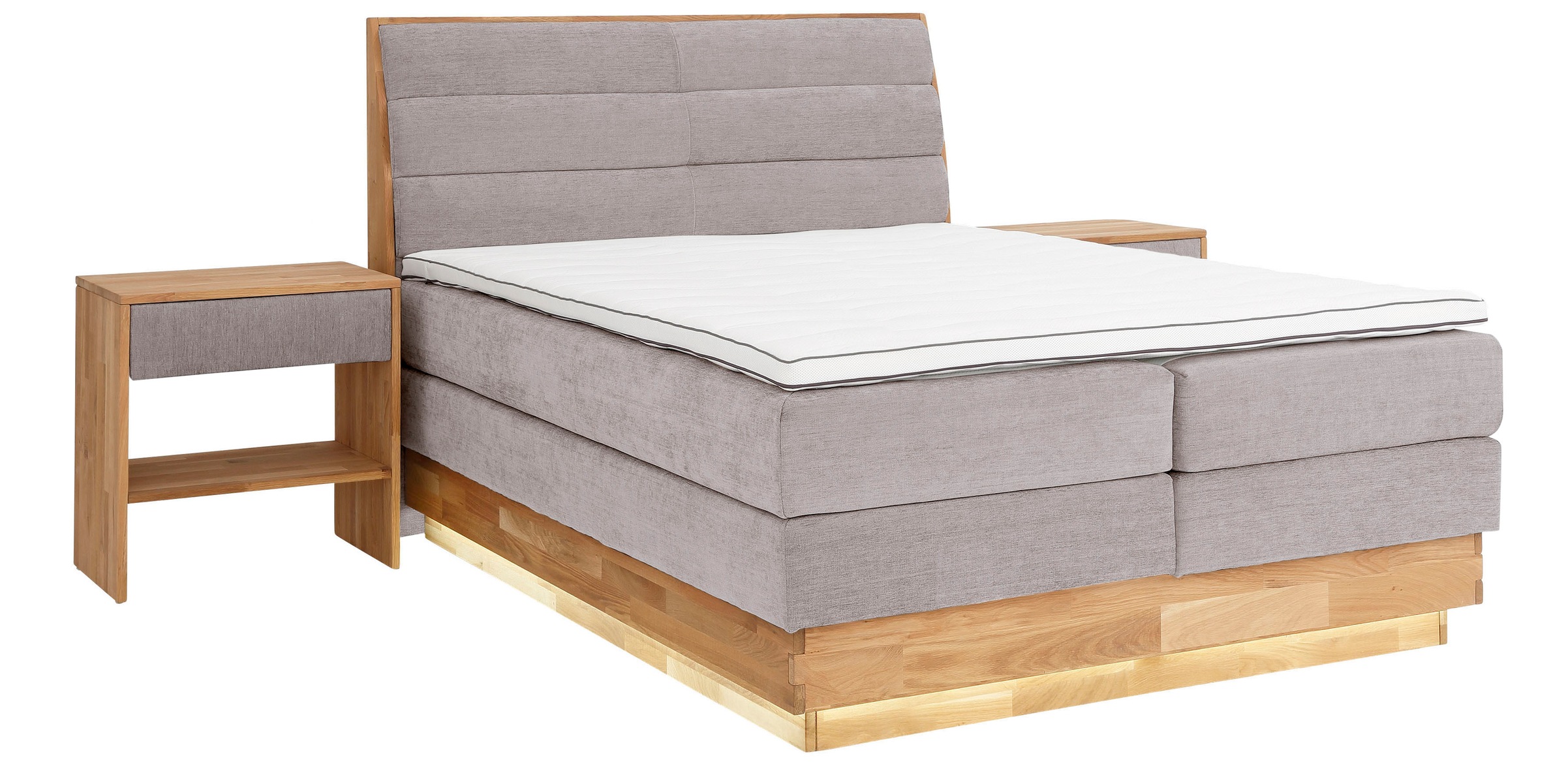 OTTO products Boxspringbett, LED-Beleuchtung, mit zertifizierten, recycelten Bezugsstoffen