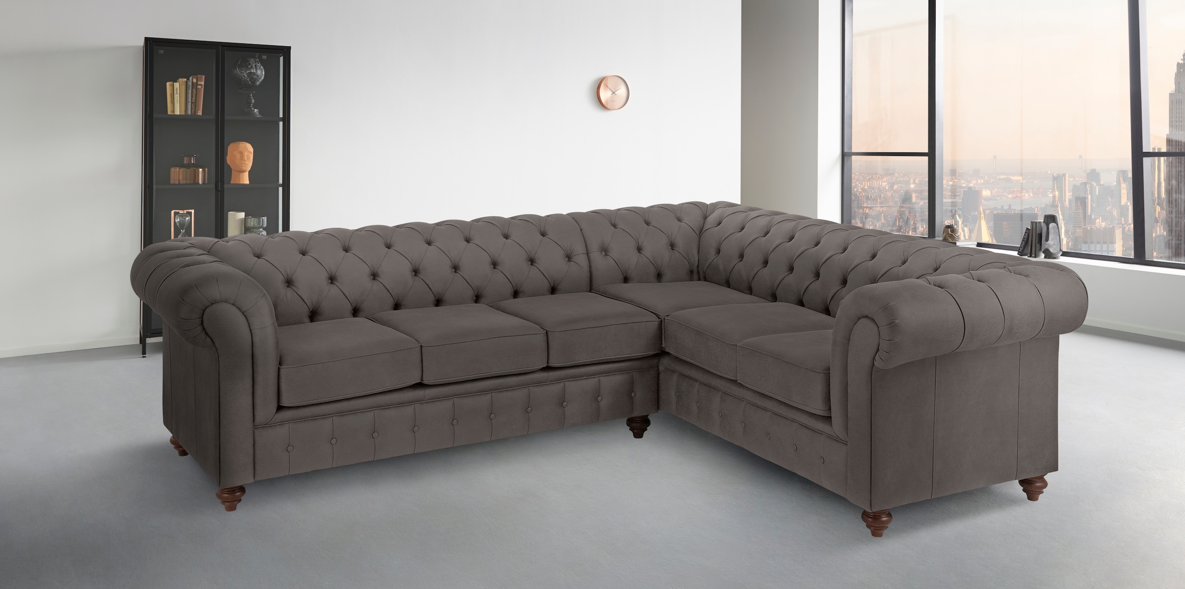 Home affaire Chesterfield-Sofa »Chesterfield Ecksofa, auch in Leder L-Form«, hochwertige Knopfheftung, langer Schenkel links oder rechts wählbar