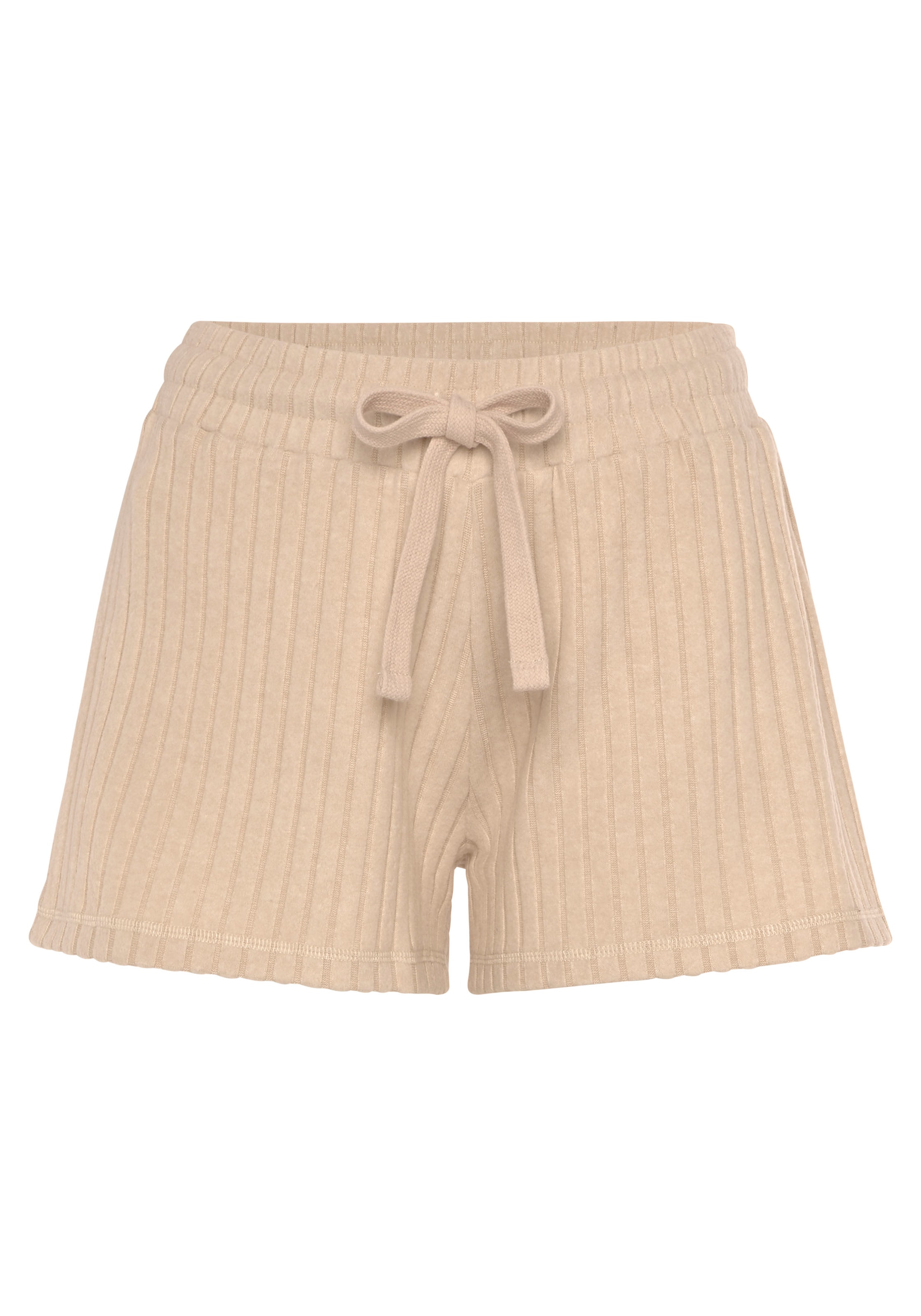 LASCANA Shorts »-Loungeshorts meliert«, in weicher Ripp-Qualität mit Bindeband