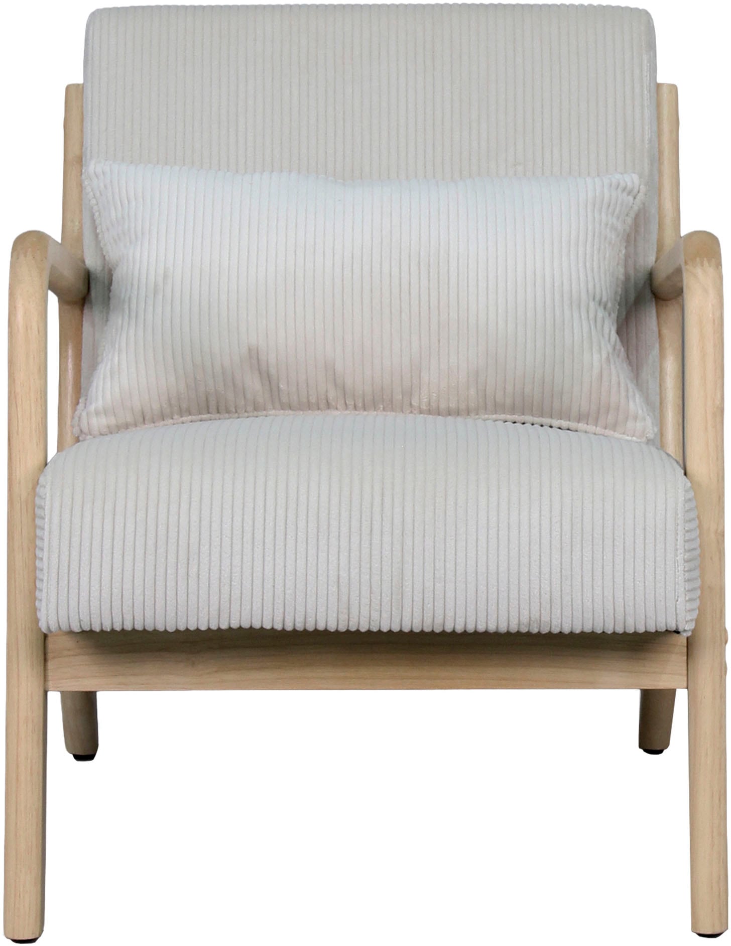byLIVING Sessel »NOHR« Grob-Cord, Gestell Massivholz Rubberwood, Separates Zierkissen