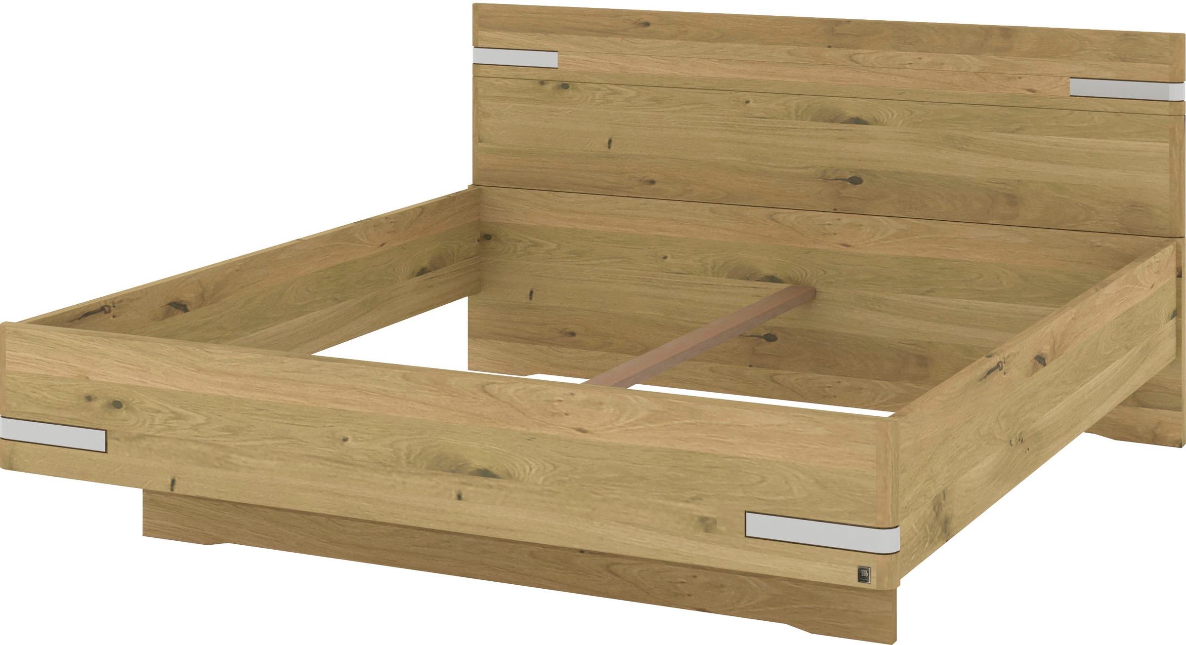 Musterring Holzbett »Savona«, (Belastbarkeit 220 Kg, 4-fache Liegehöhenverstellung, MADE IN GERMANY), Kopfteil in Bianco-Eiche massiv, Details in Chrom, verschiedene Größen