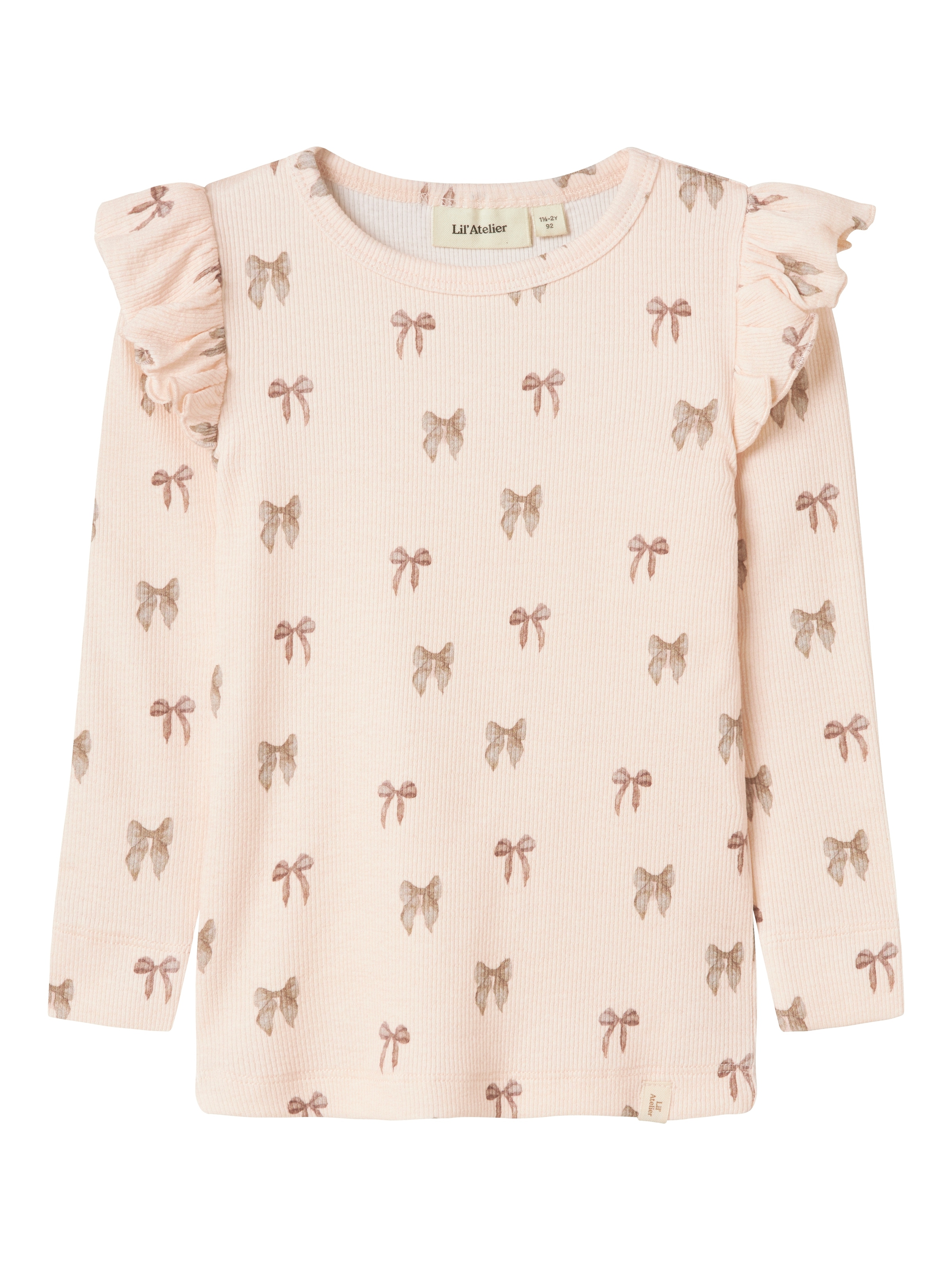 Lil' Atelier Langarmshirt »NMFGAVO EKO LS SLIM TOP LIL NOOS« mit Rüschen, weiche Jersey Rippqualität, Slim Fit