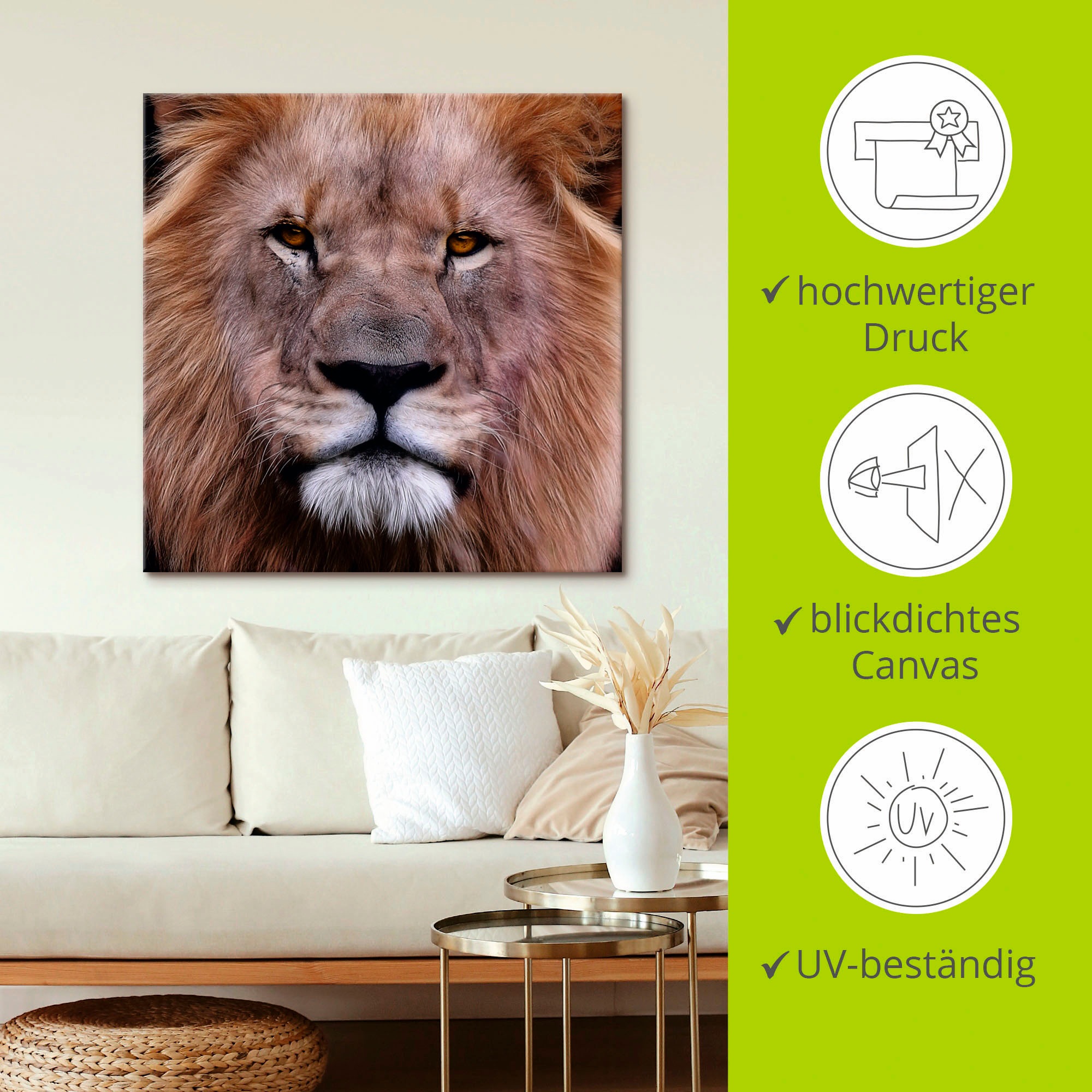 Artland Leinwandbild »König der Löwen«, Wildtiere, (1 St.), auf Keilrahmen gespannt