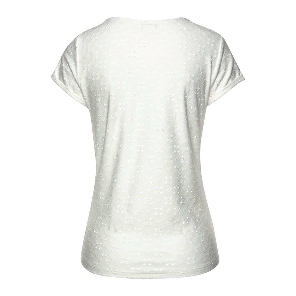 LASCANA Strandshirt, mit Lochstickerei, T-Shirt, Kurzarmshirt, Basic