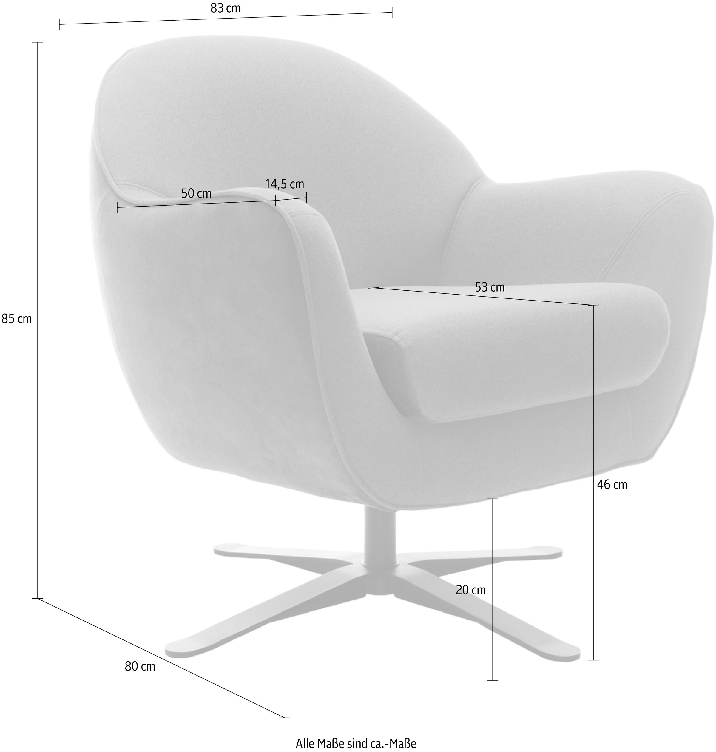 TRENDMANUFAKTUR Drehsessel »Mira, Loungesessel«, in zeitlosem, modernen Stil mit praktischer Drehfunktion