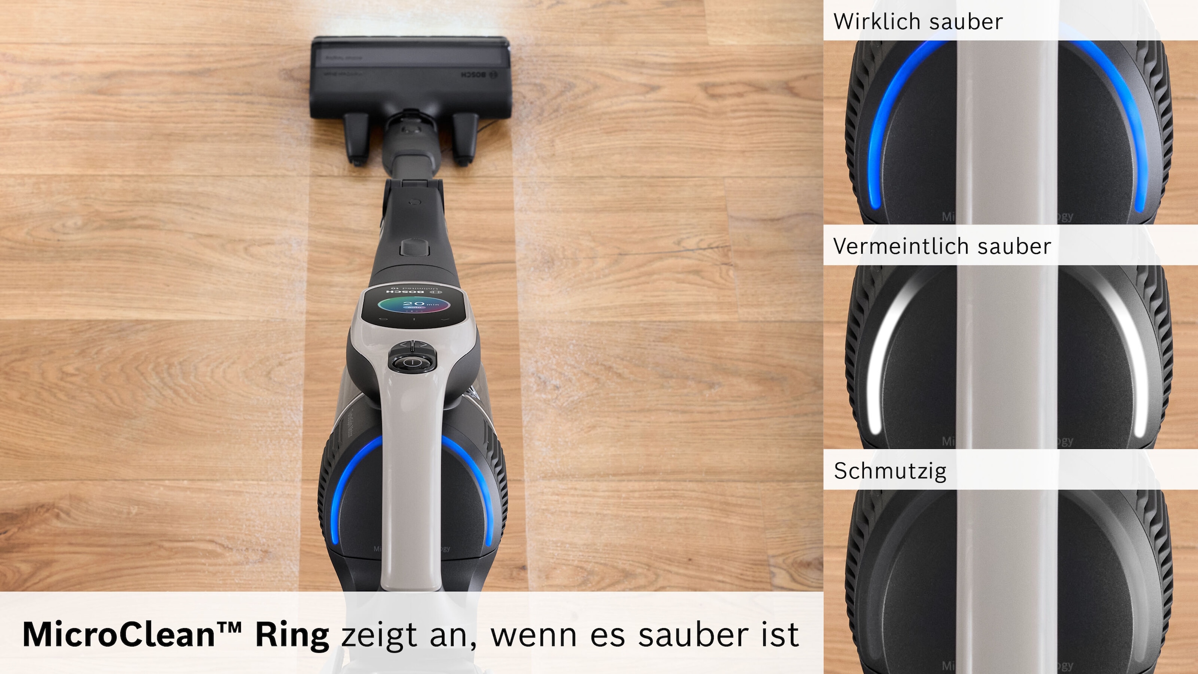 BOSCH Akku-Stielstaubsauger »Unlimited 10 BKS1051GQC, MicroClean™ Technology, Display, Knickrohr«, HEPA-Filtersystem, 10 Jahre Motorgarantie, Schnellladegerät, grau