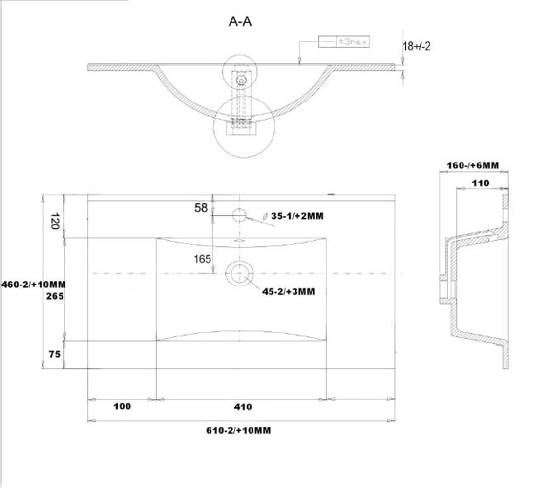 welltime Waschtisch »Trento Light, 60cm, 80cm, 100cm, Keramik-Auflagebecken«, 1 Auzug und 1 offenes Fach