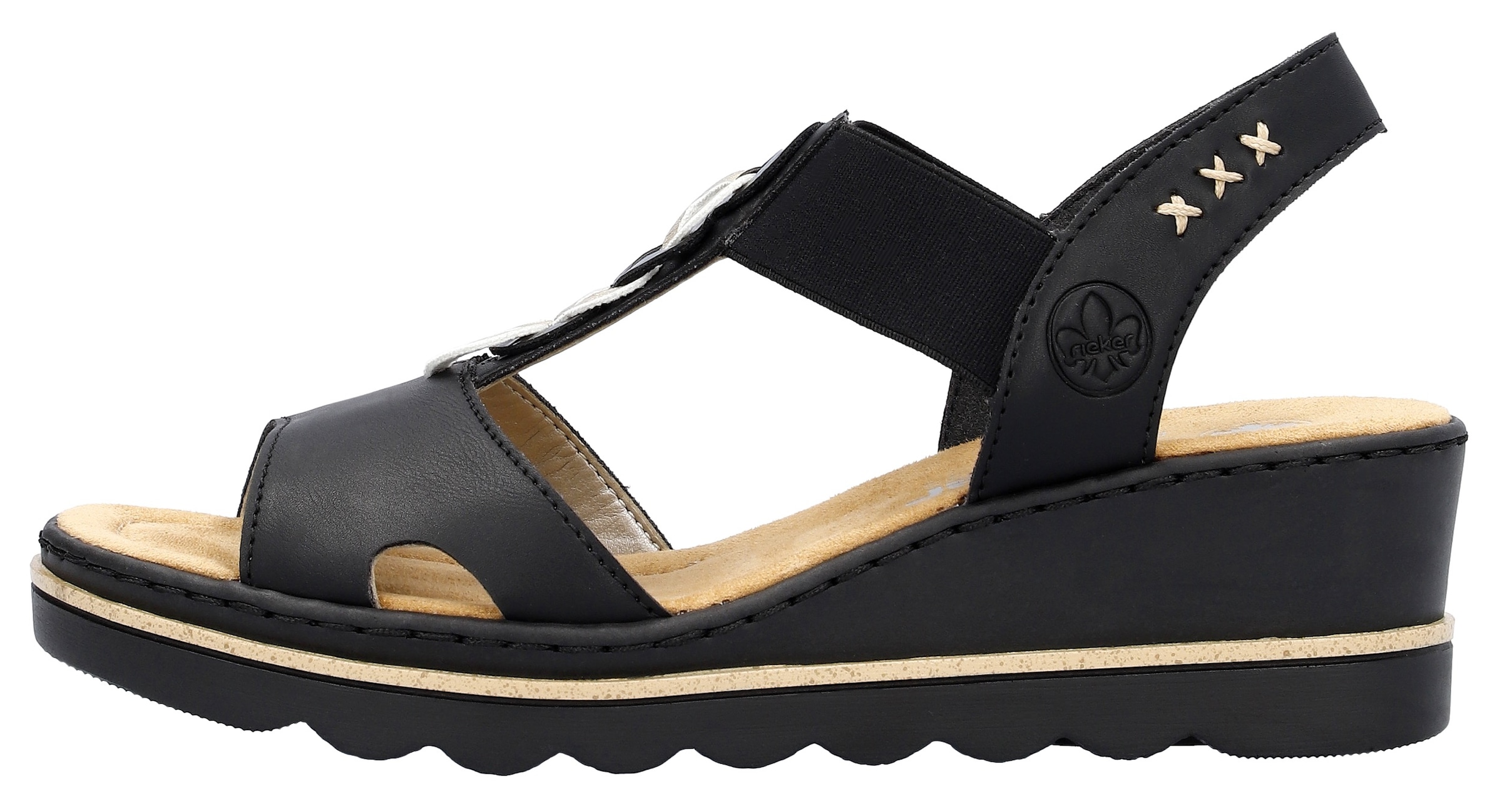 Rieker Keilsandalette  , Sommerschuh, Sandale, Keilabsatz, mit Gummizug für perfekten Sitz