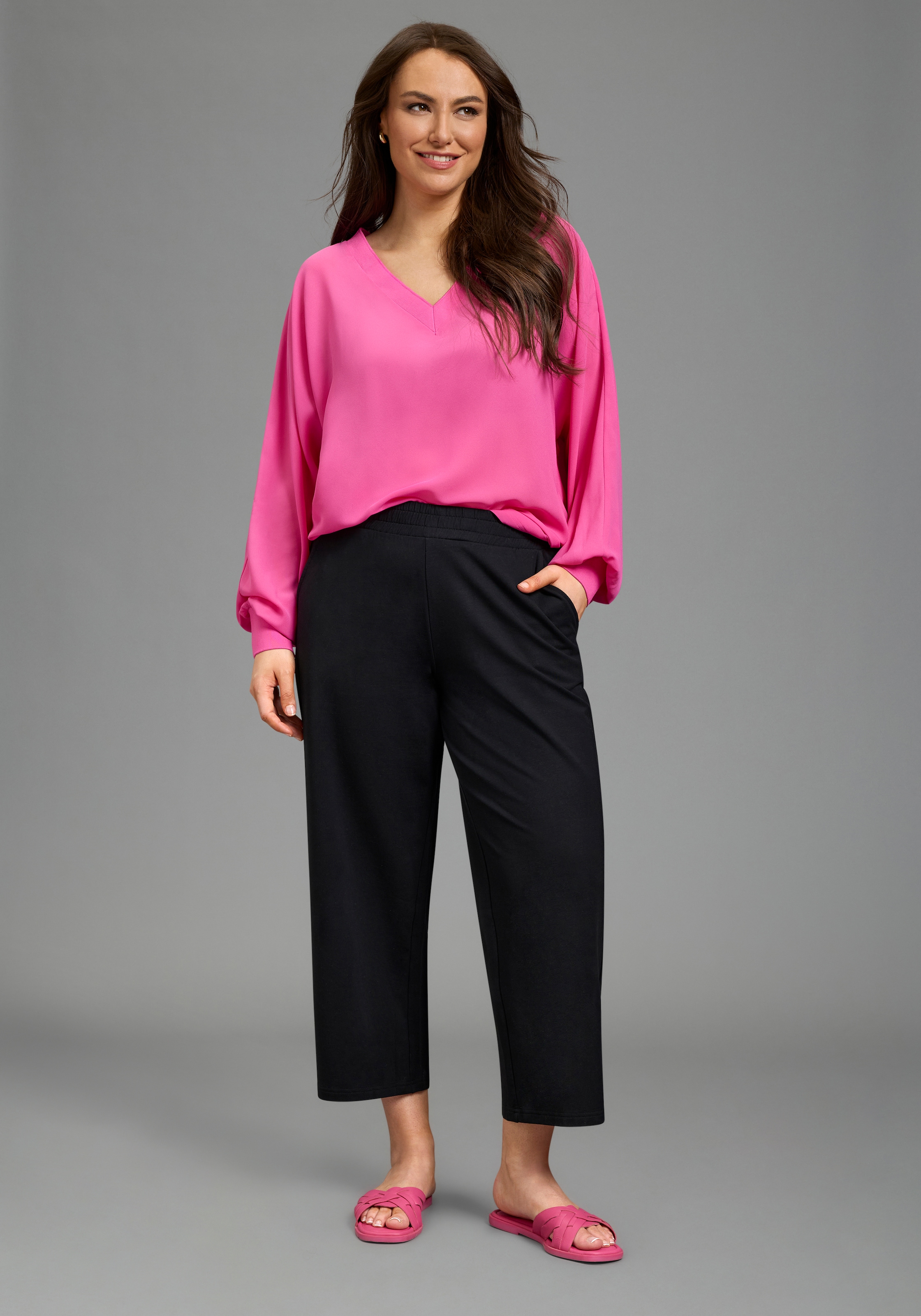 Laura Scott CURVE Shirtbluse mit sportivem Rippenbündchen