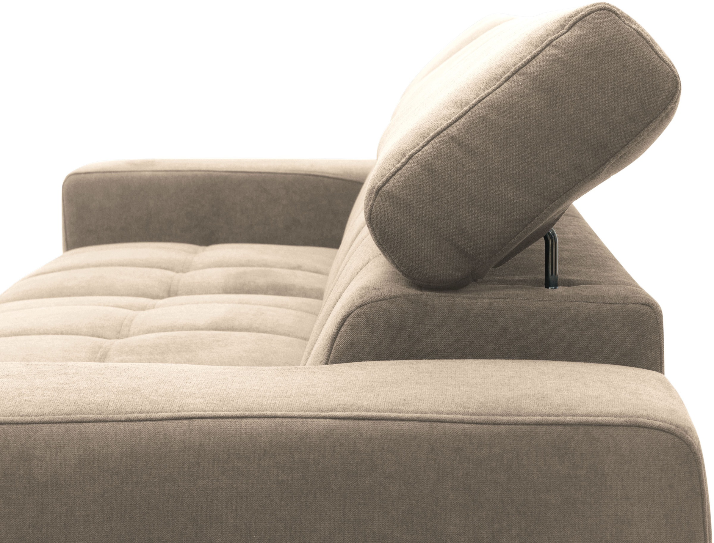 DOMO collection Ecksofa »Trento L-Form, mit Kufenfuß oder Einzelfuß«, wahlweise mit Kopfteilverstellung, Recamiere links/rechts bestellbar