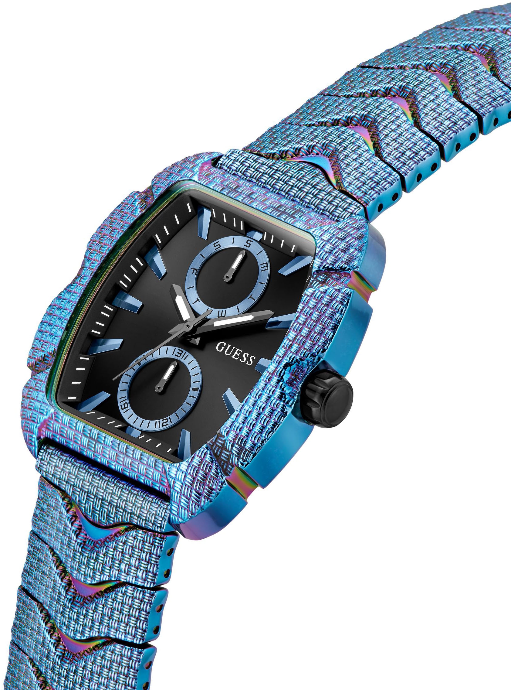 Guess Multifunktionsuhr »NILE«, Quarzuhr, Armbanduhr, Herrenuhr, Datum, Wochentag, Edelstahlarmband