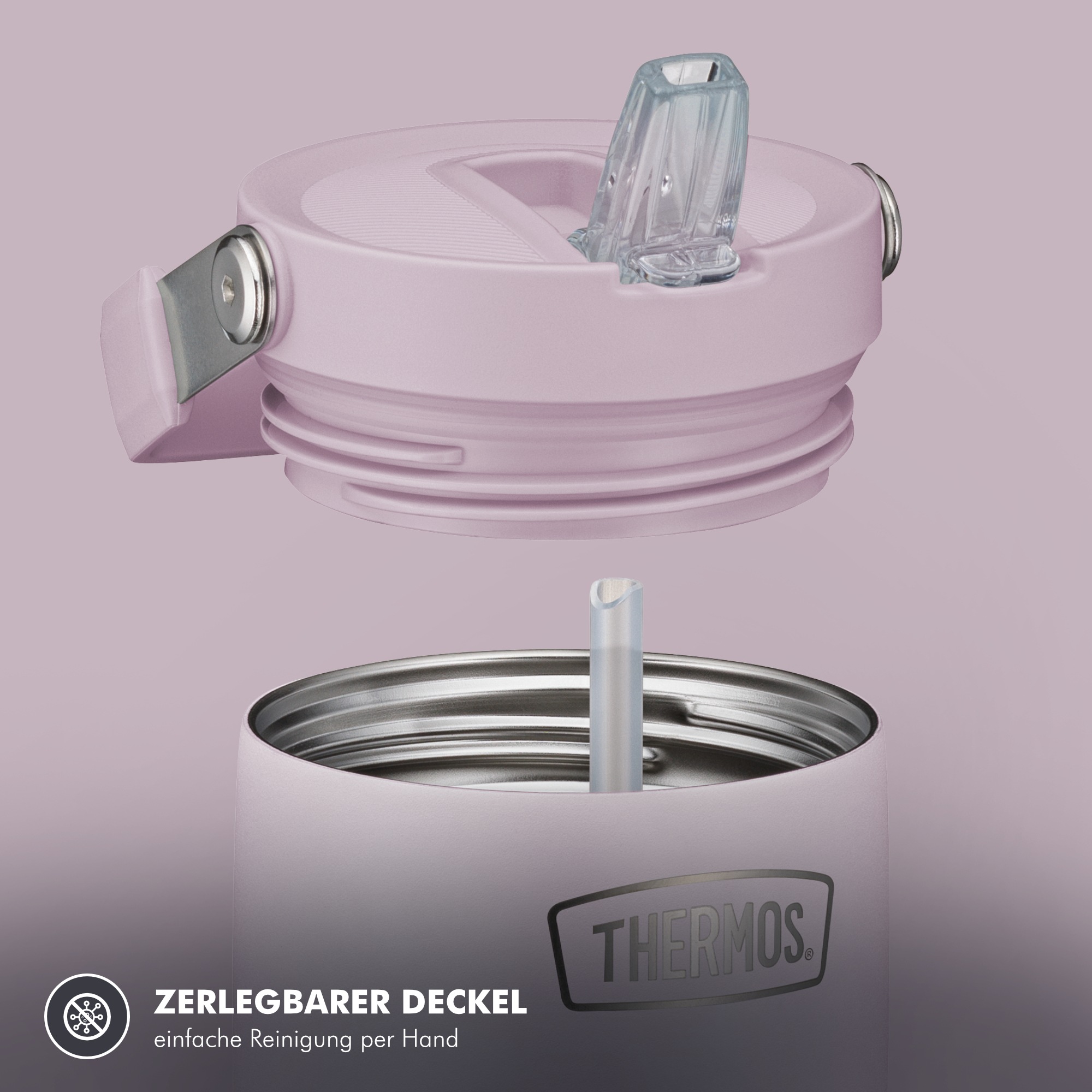 THERMOS Thermobecher »REFRESHING SERIES ISOLIERTRINKBECHER mit Flip-Straw« 0,85l,  6h kalt, mit Griff und Strohhalm zum Ausklappen