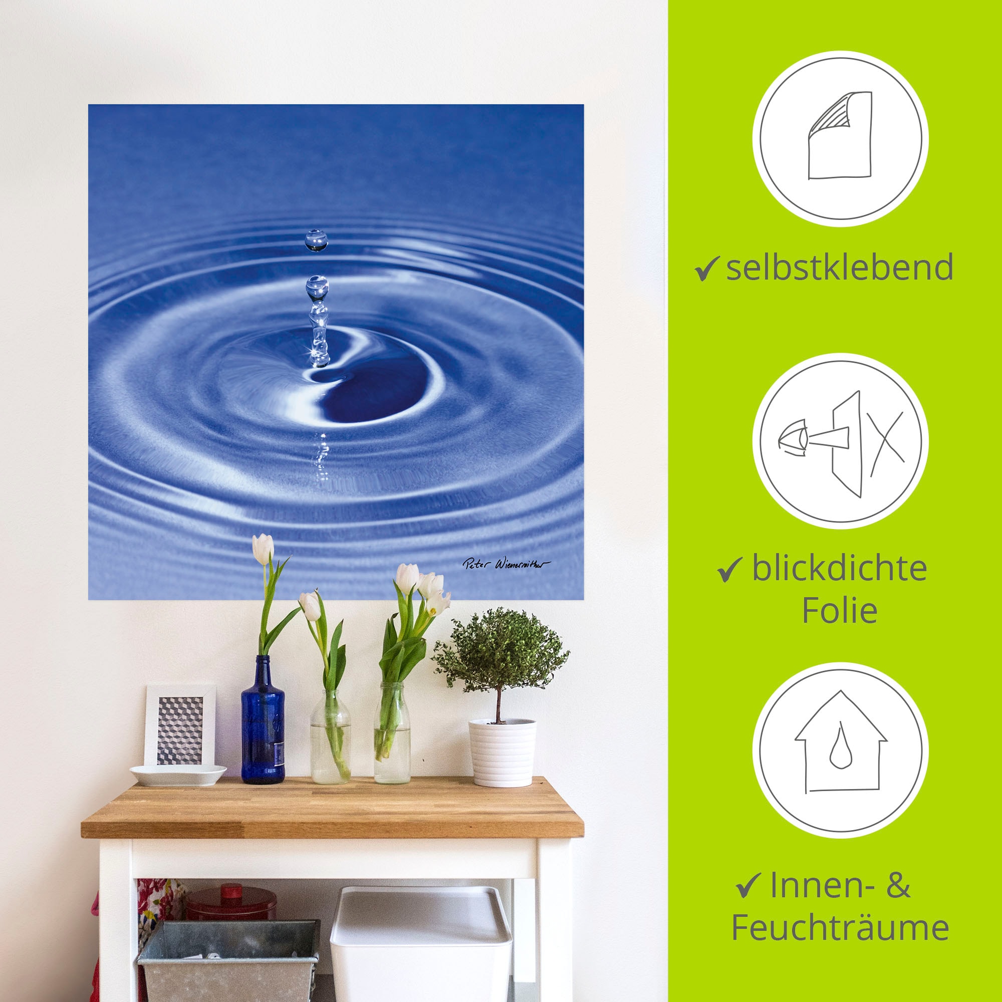 Artland Wandfolie »Wassertropfen«, Zen, (1 St.), selbstklebend