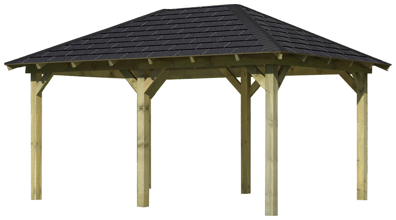 Karibu Pavillon »Perida«, (Set), BxTxH: 345x485x296 cm, mit schwarzen Dachschindeln