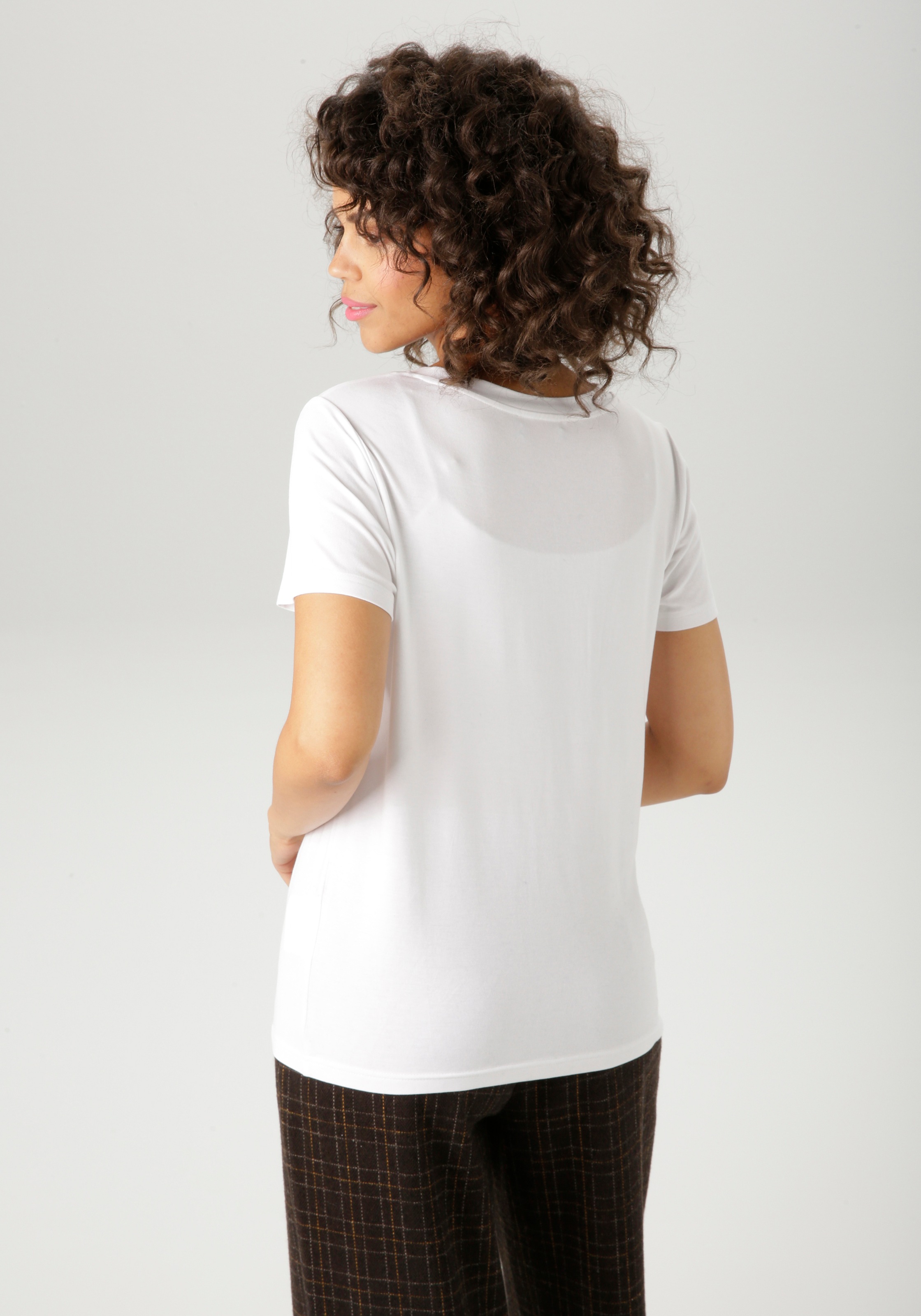 Aniston CASUAL T-Shirt, mit Herz, Leo-Druck und Statement-Schriftzügen - NEUE KOLLEKTION