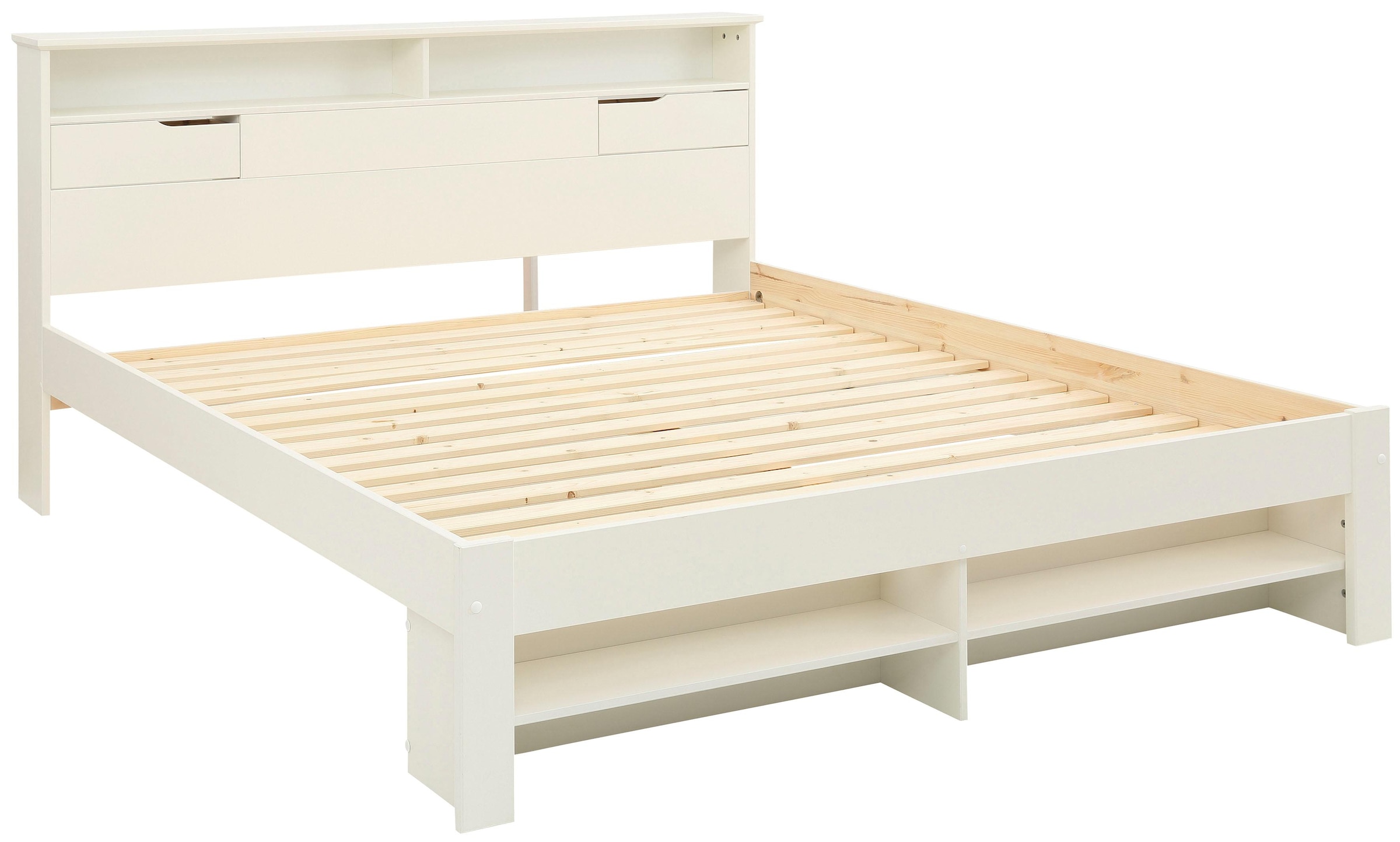 3. Bild von Home affaire Stauraumbett »"NARA" platzsparend, viel Stauraum,«, zertifiziertes Massivholz mit MDF, Regale am Kopf- und Fußteil