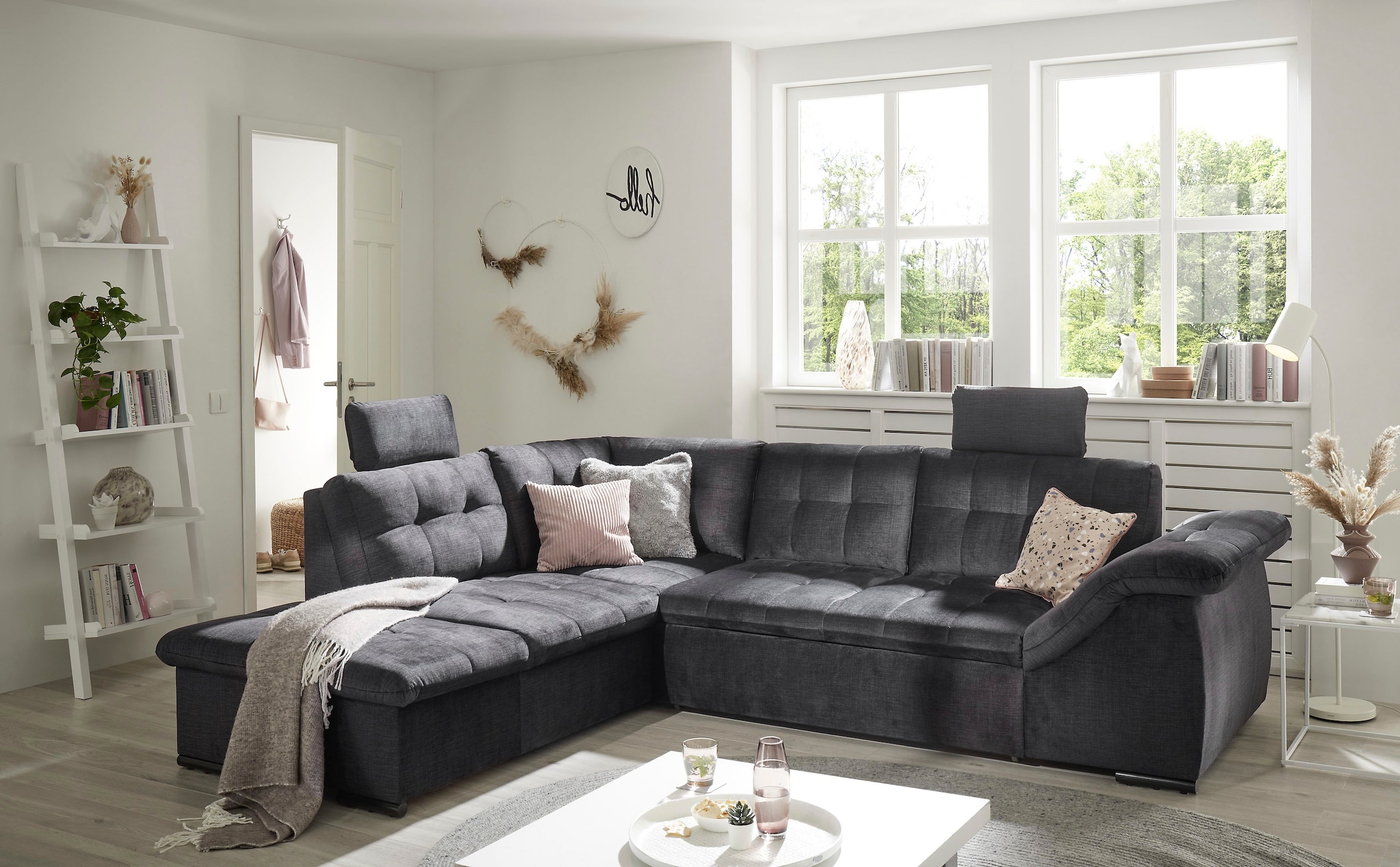 ED EXCITING DESIGN Ecksofa »Estrella L-Form« mit Bettfunktion, Bettkasten, günstig online kaufen