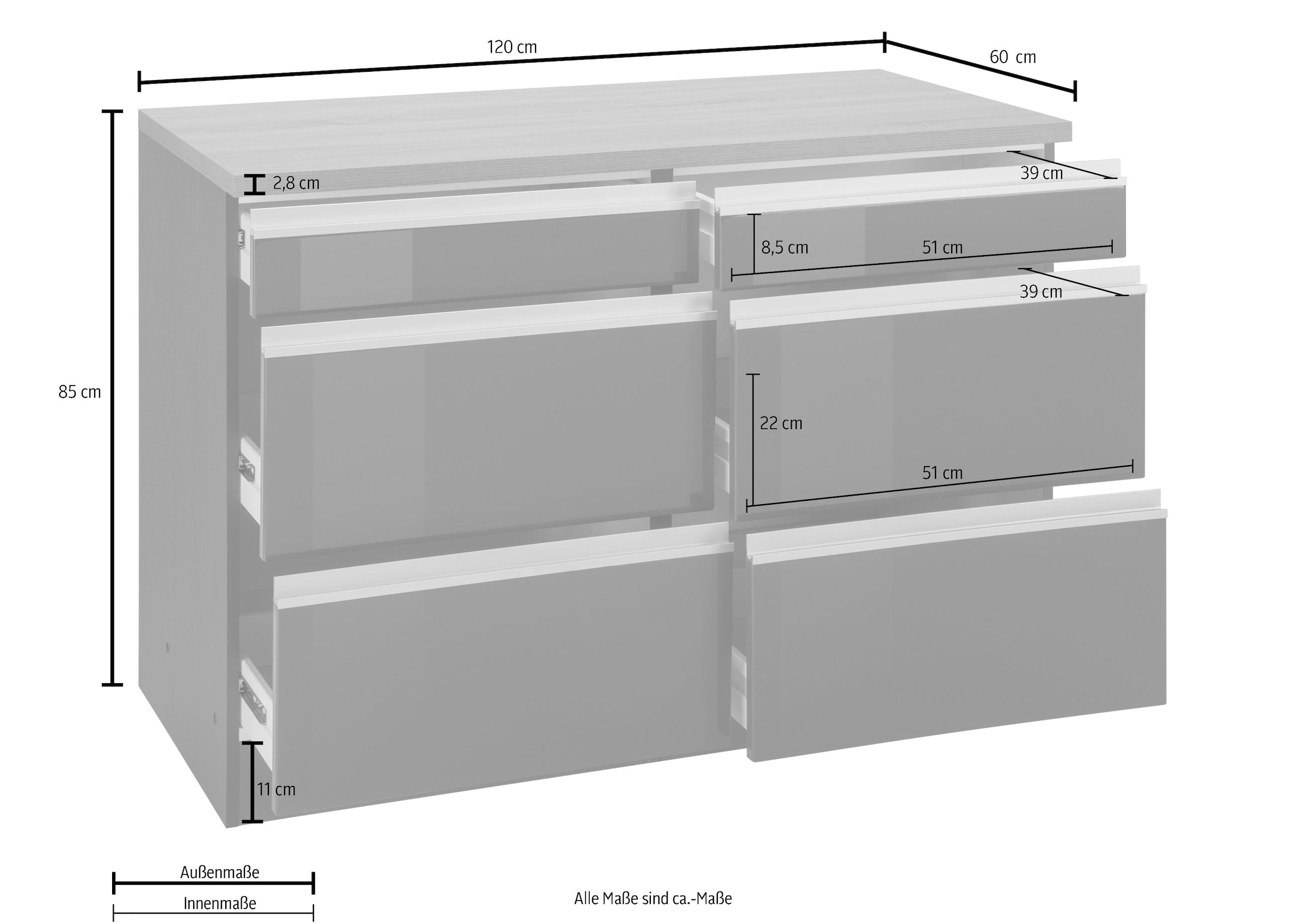 KOCHSTATION Unterschrank »KS-Ohio«, Breite 120 cm