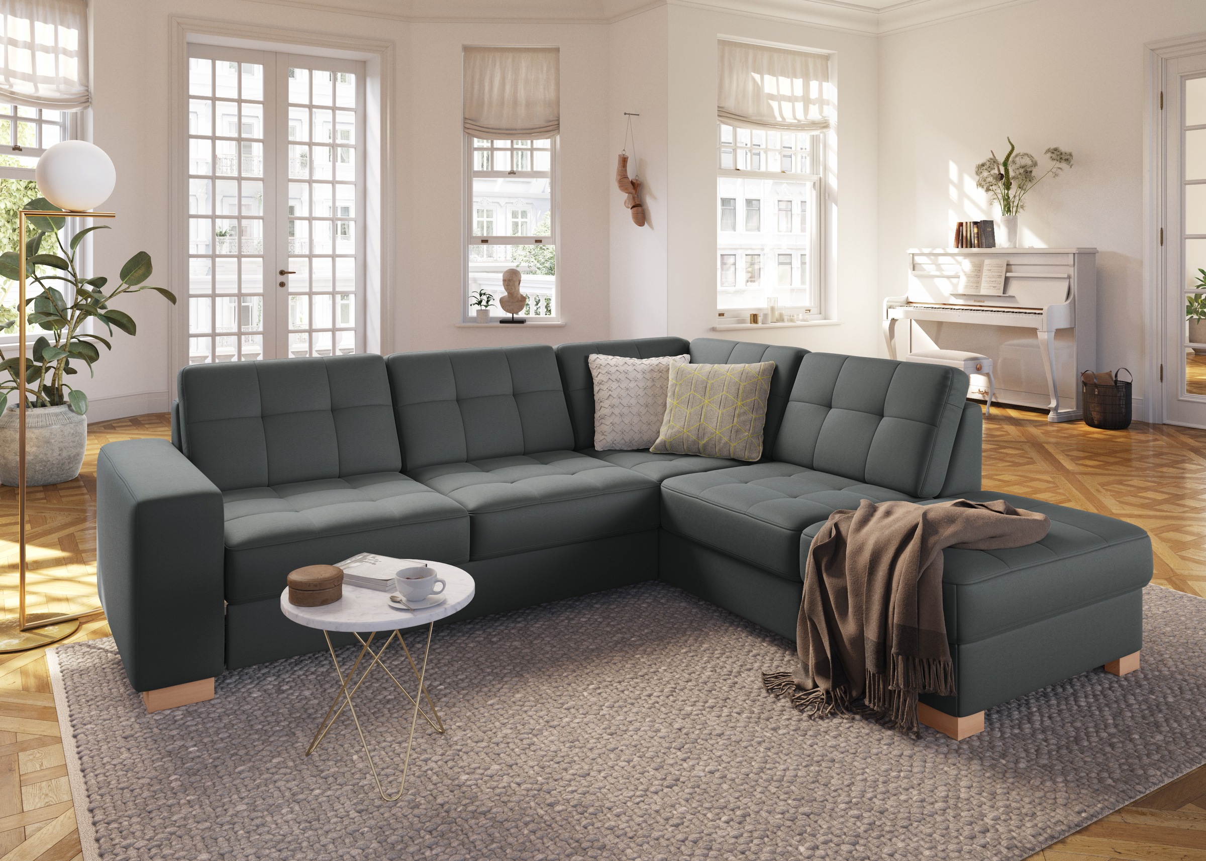 sit&more Ecksofa »Quincy L-Form«, wahlweise mit Bettfunktion und Bettkasten