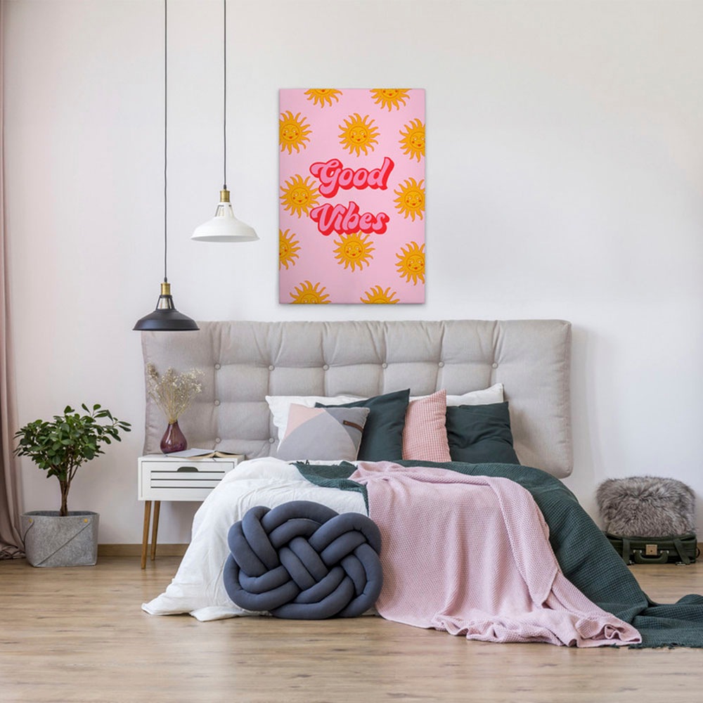 A.S. Création Leinwandbild »Good Vibes - Wandbild Rosa Pink Rot Keilrahmen günstig online kaufen