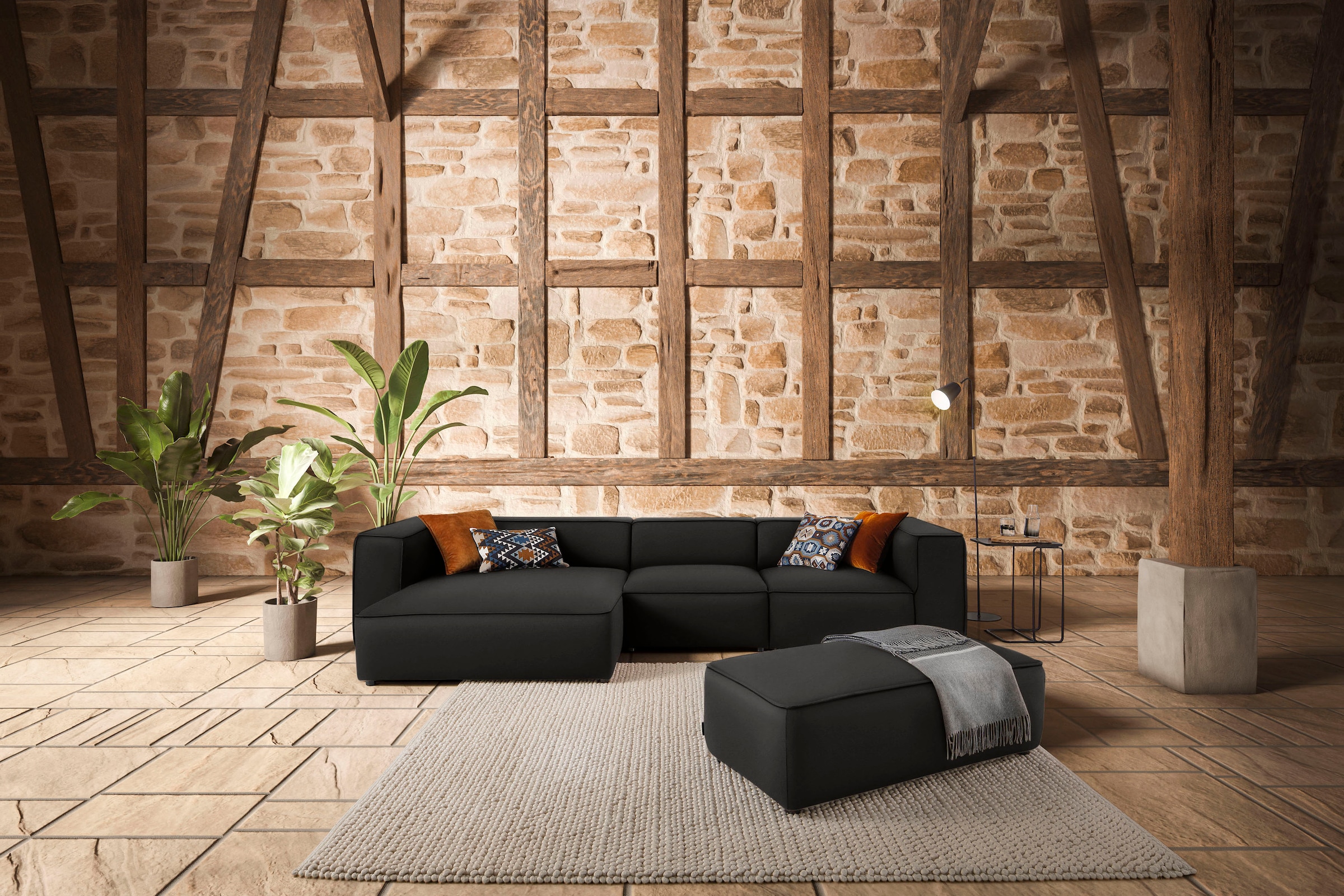 W.SCHILLIG Ecksofa »around-the-block«, mit eleganter Biese, mit Federkern, günstig online kaufen