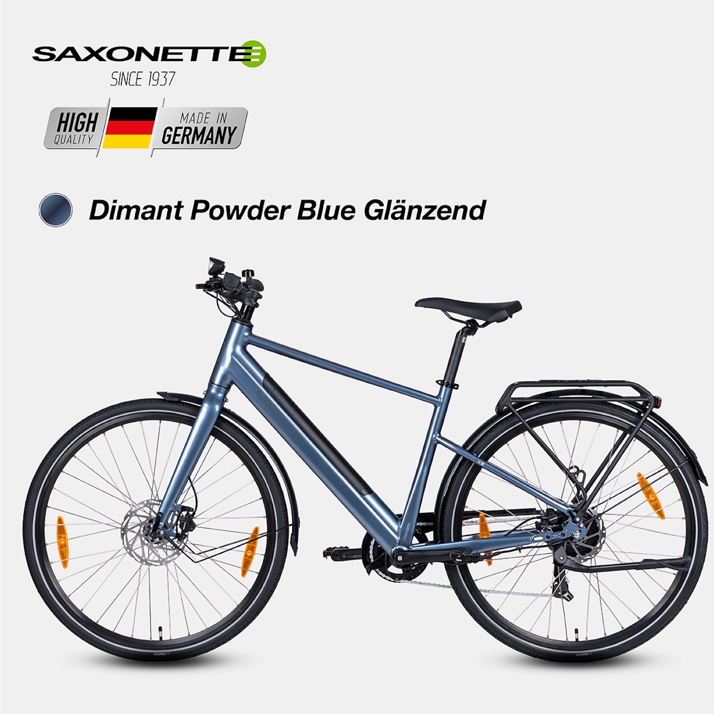 SAXONETTE »SAXONETTE E-Bike Cityrad URBANO« 7 Gang Shimano Kettenschaltung Heckmotor 250 W Packung,  (mit integr. Akku), Elektrofahrrad für Alltag und Einkauf