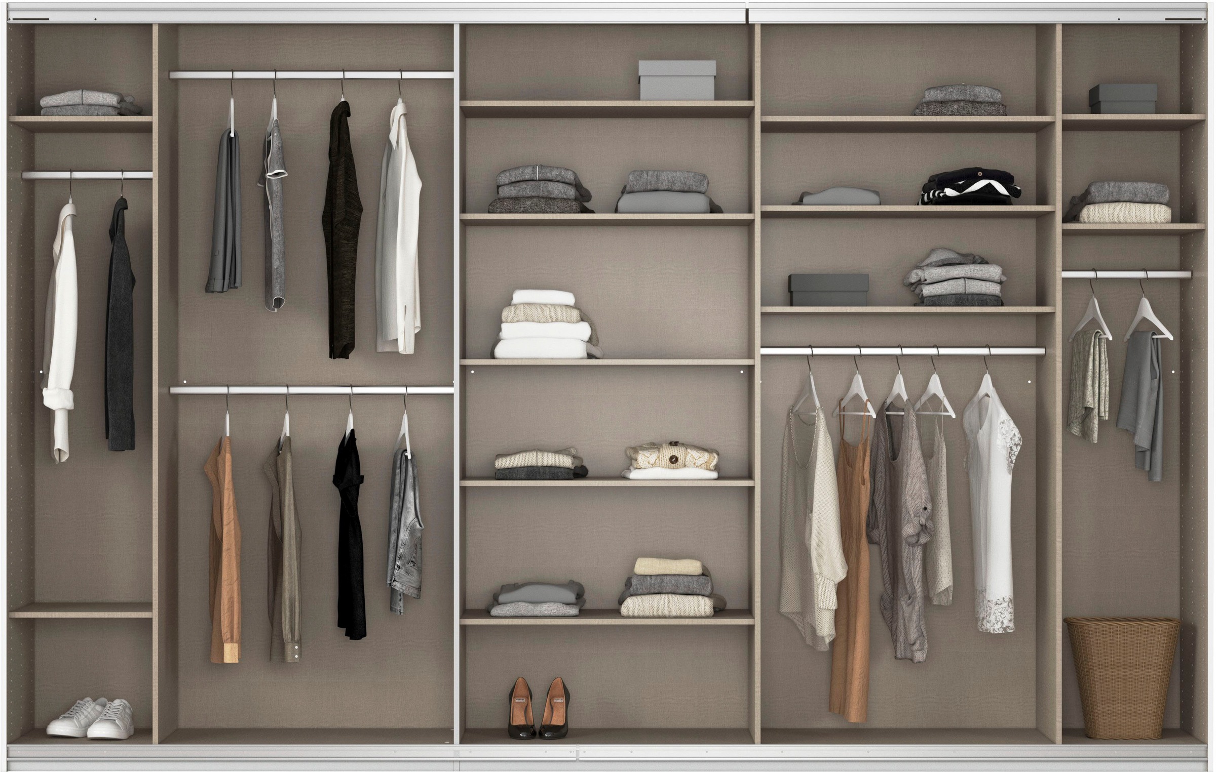 rauch Schwebetürenschrank »Kleiderschrank Schrank Garderobe AGORDO mit Glasfront«, durchdachte Innenausstattung, in 4 Breiten und 2 Höhen MADE IN GERMANY
