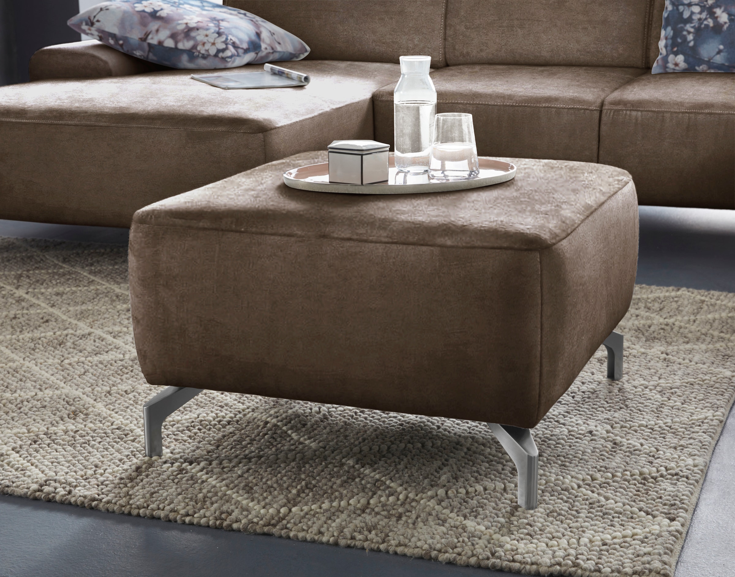 sit&more Hocker »Gizeh« Fußhöhe 12 cm, wahlweise in 2 unterschiedlichen Fußfarben