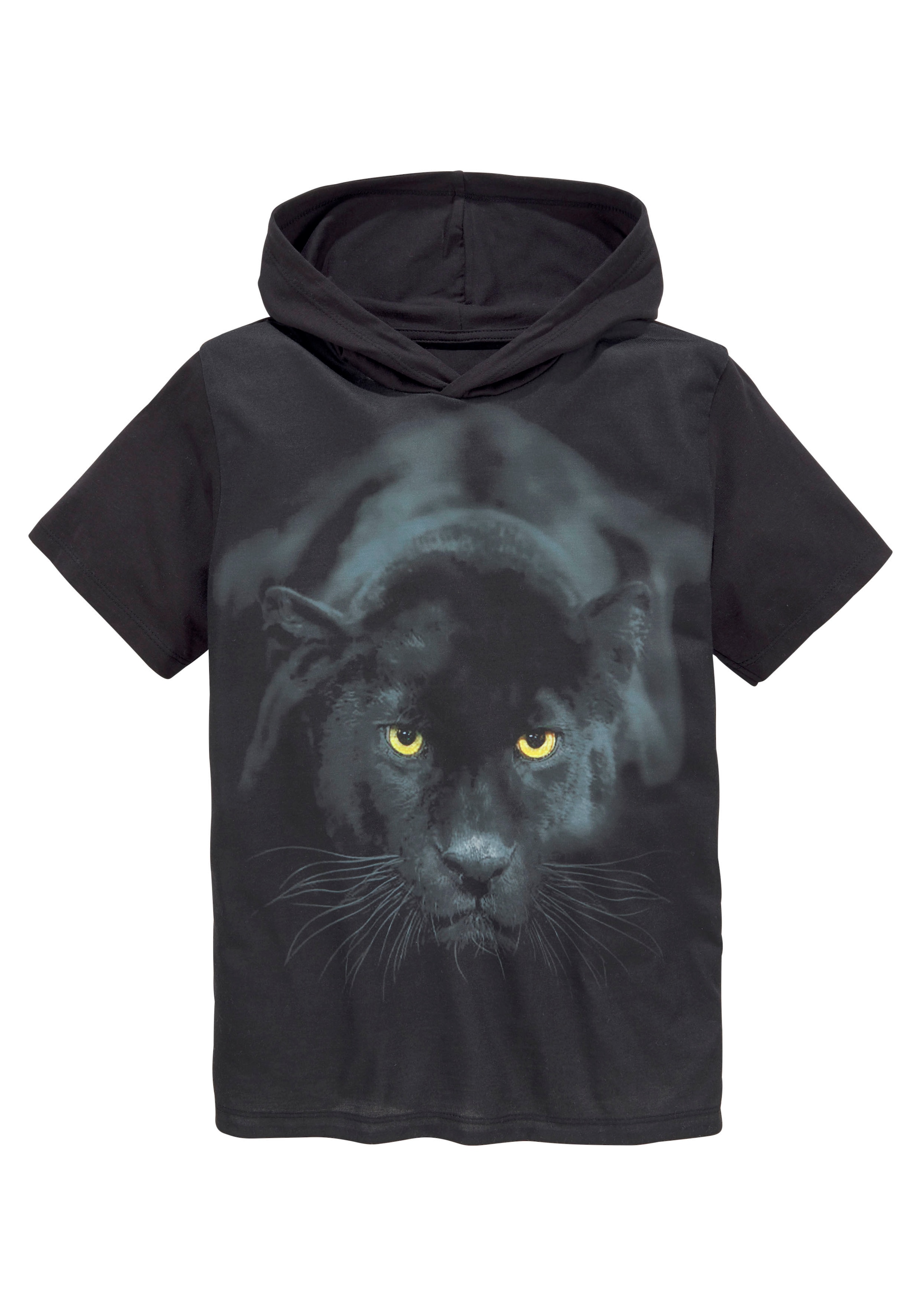 KIDSWORLD T-Shirt », Kapuzen-T-Shirt mit Fotoprint: PANTHER«, Kurzarm, modische Passform, mit...