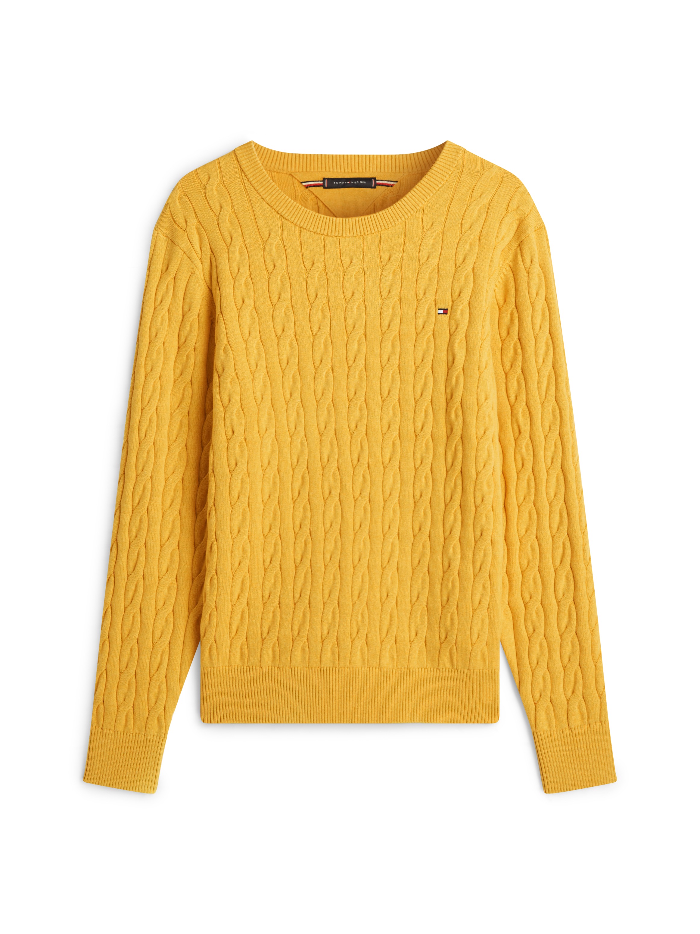 Tommy Hilfiger Strickpullover »CLASSIC CABLE CREW NECK mit Strukturstrick und Flaglabel«