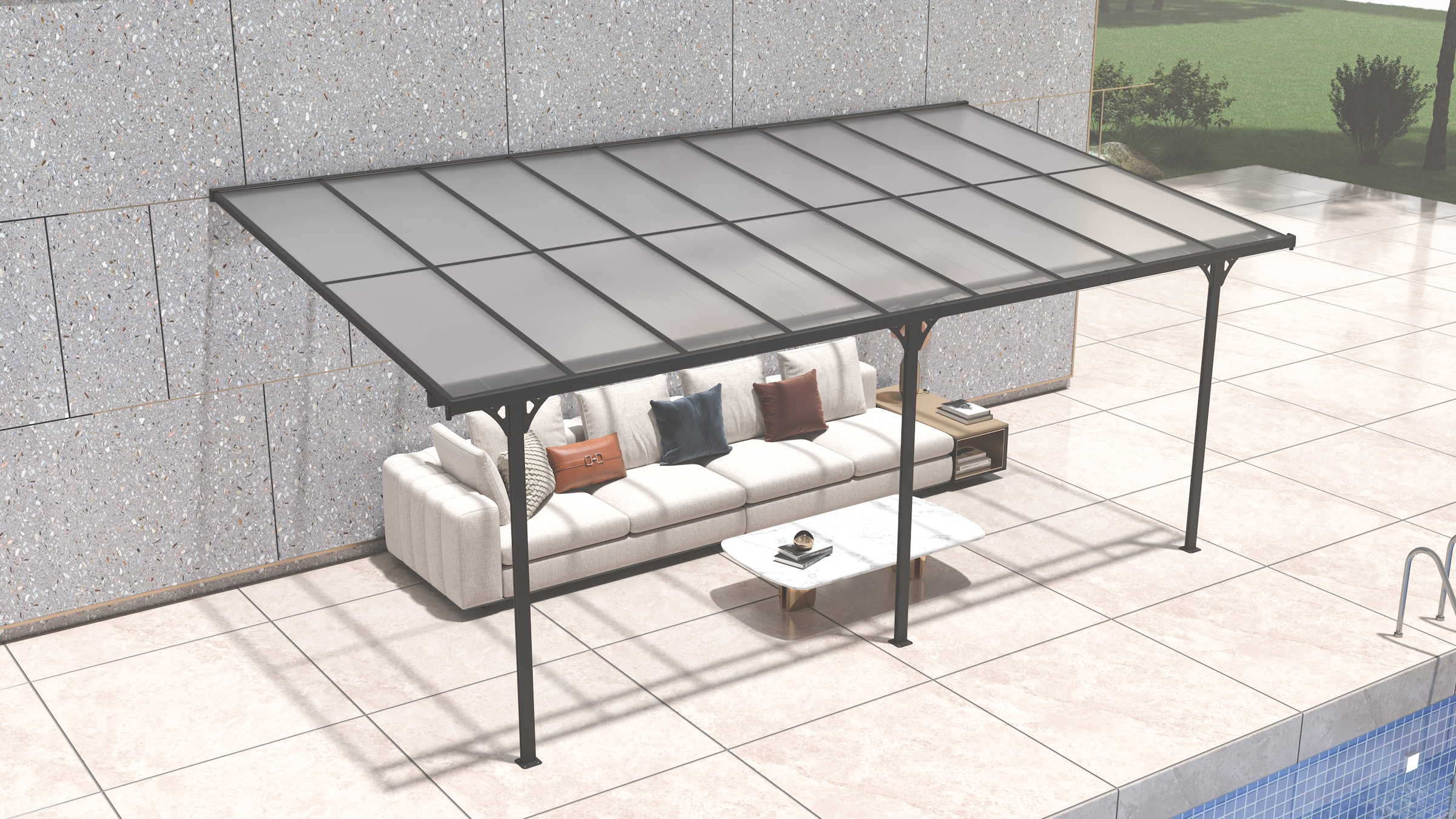WESTMANN Terrassendach »Bruce«, Rahmen aus pulverbeschichtetem Aluminium, schwarz