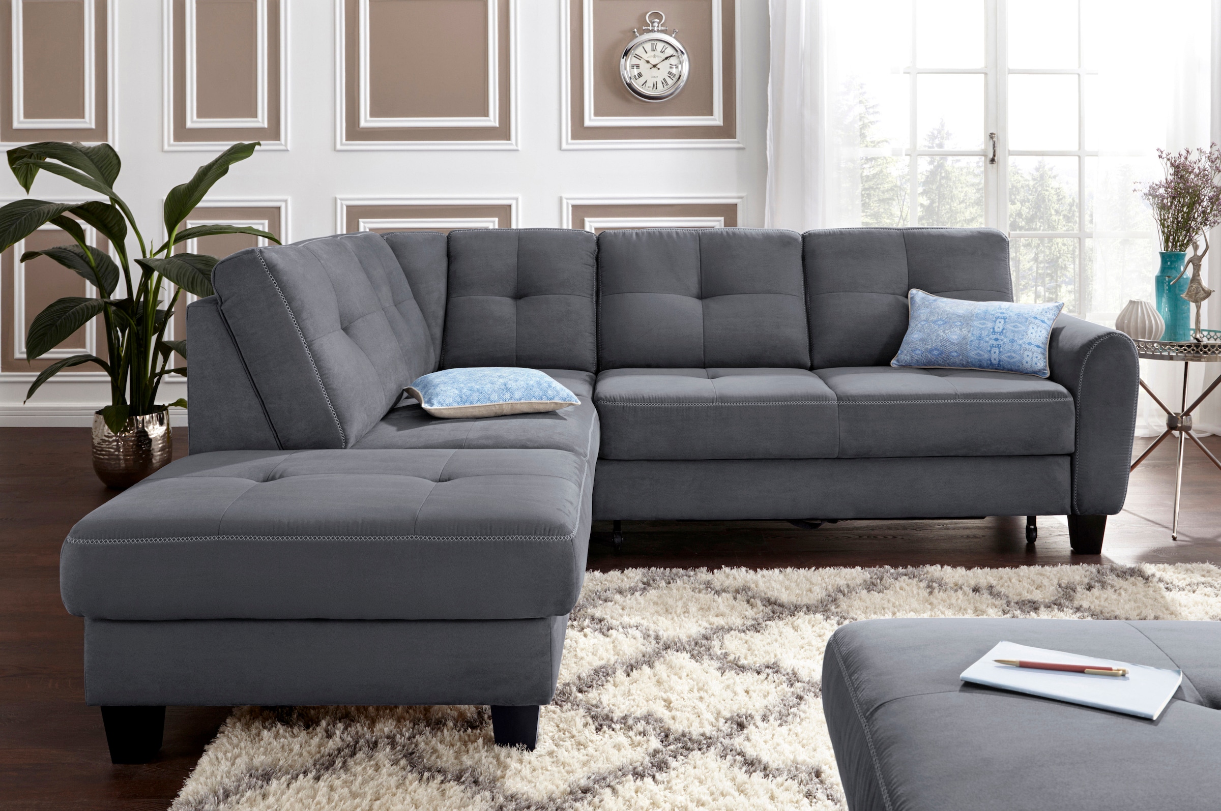 sit&more Ecksofa »Varese L-Form«, mit Federkern, wahlweise mit Bettfunktion günstig online kaufen