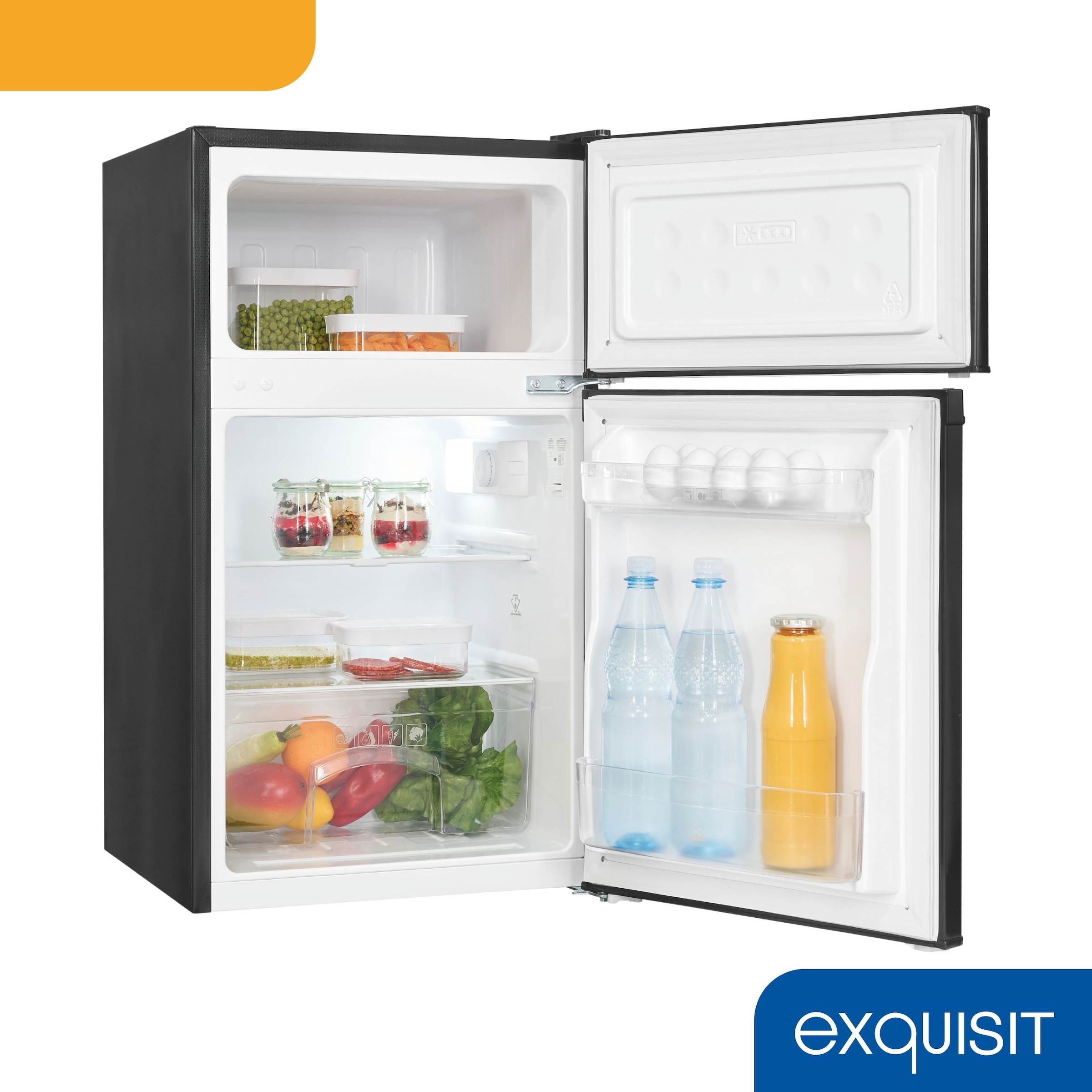 exquisit Kühl-/Gefrierkombination KGC90-30-E-040E schwarz »KGC90-30-E-040E schwarz« 85 cm hoch 47,5 cm breit