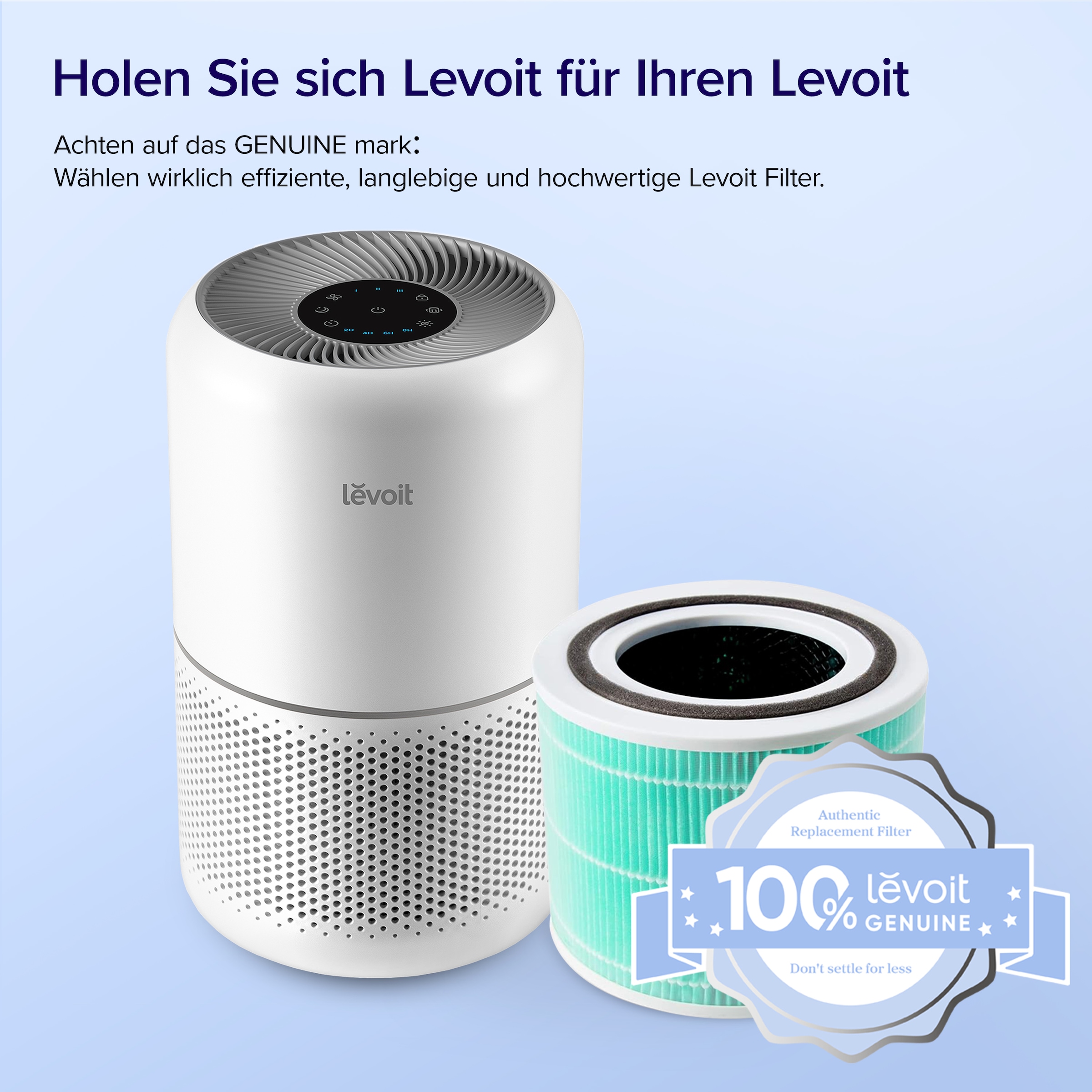 Levoit HEPA-Filter 3-Stufen-Filter zur Toxinabsorption, für Raucher und Allergiker