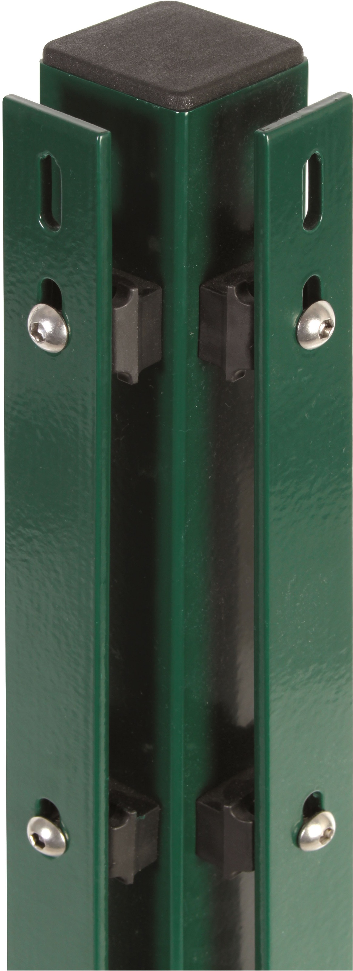 Alberts Eckpfosten 60x60 mm für Doppelstabmattenzaun, 240 cm, mit Flacheisen