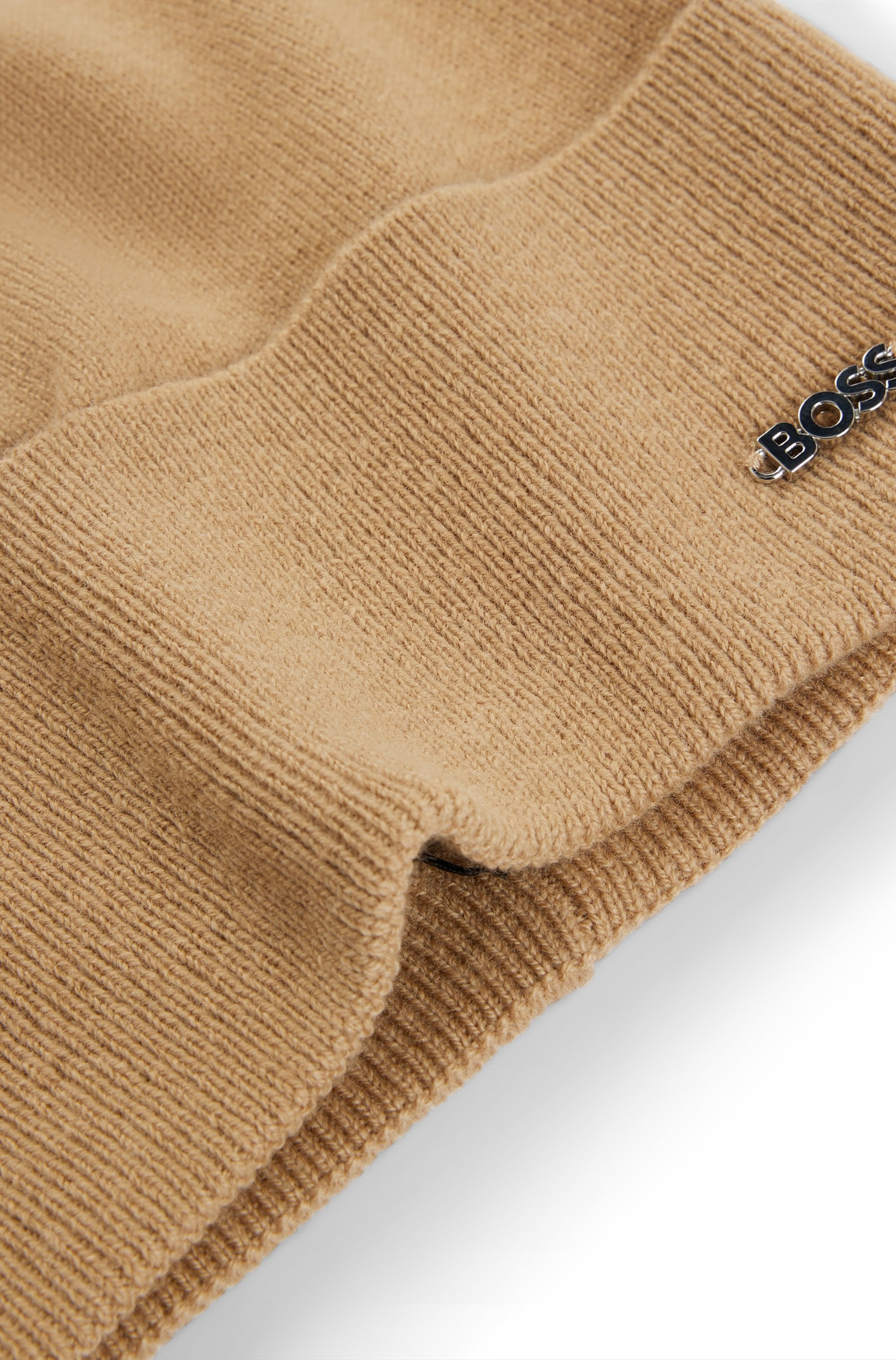 BOSS Beanie »Lari_hat«, mit Aufschlag in Rippoptik