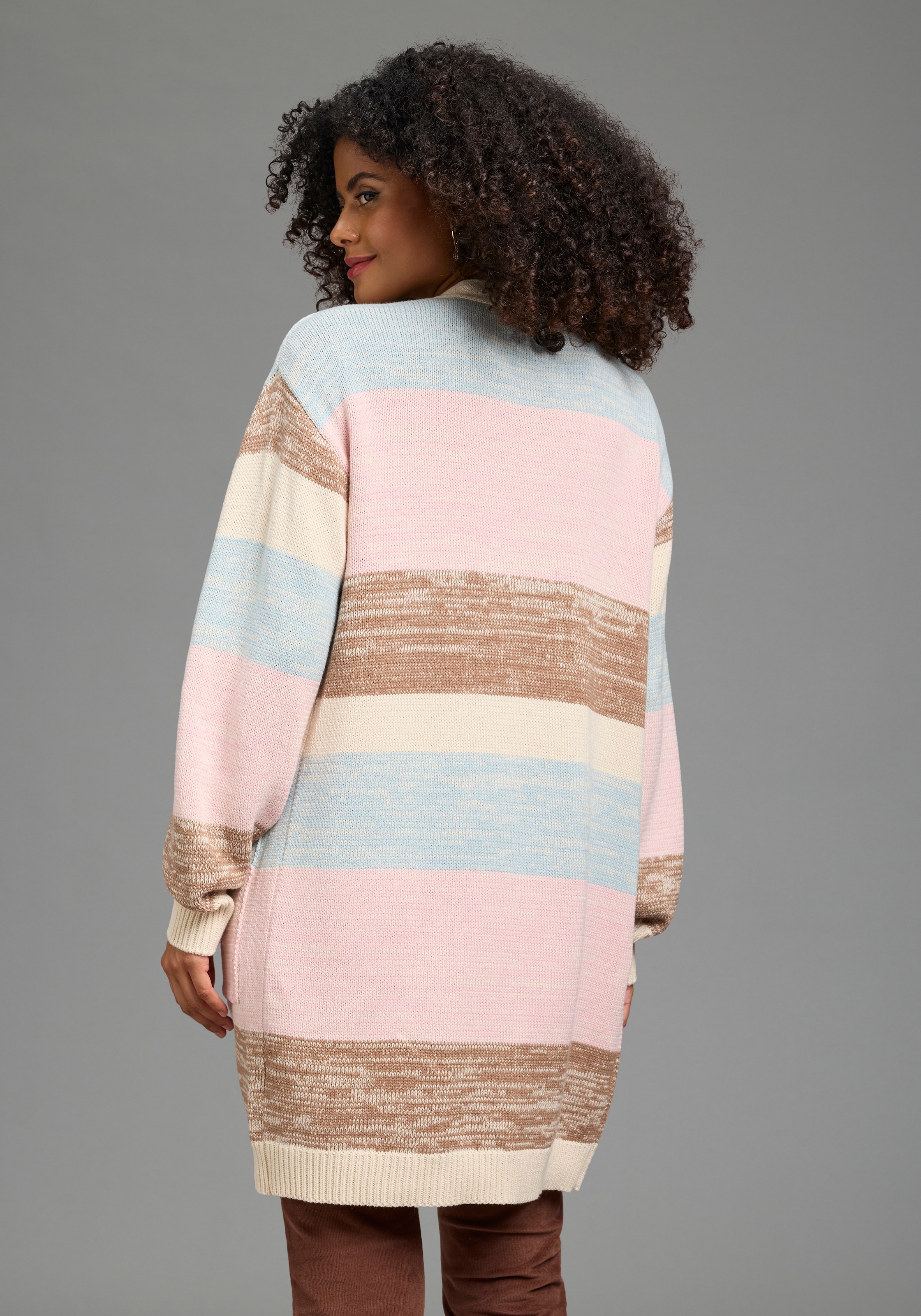 Neun Monate Umstandsstrickjacke »Meliert Umstandsstrickjacke« mit geringelter Optik, bequeme Passform, wärmend, aus Feinstrick