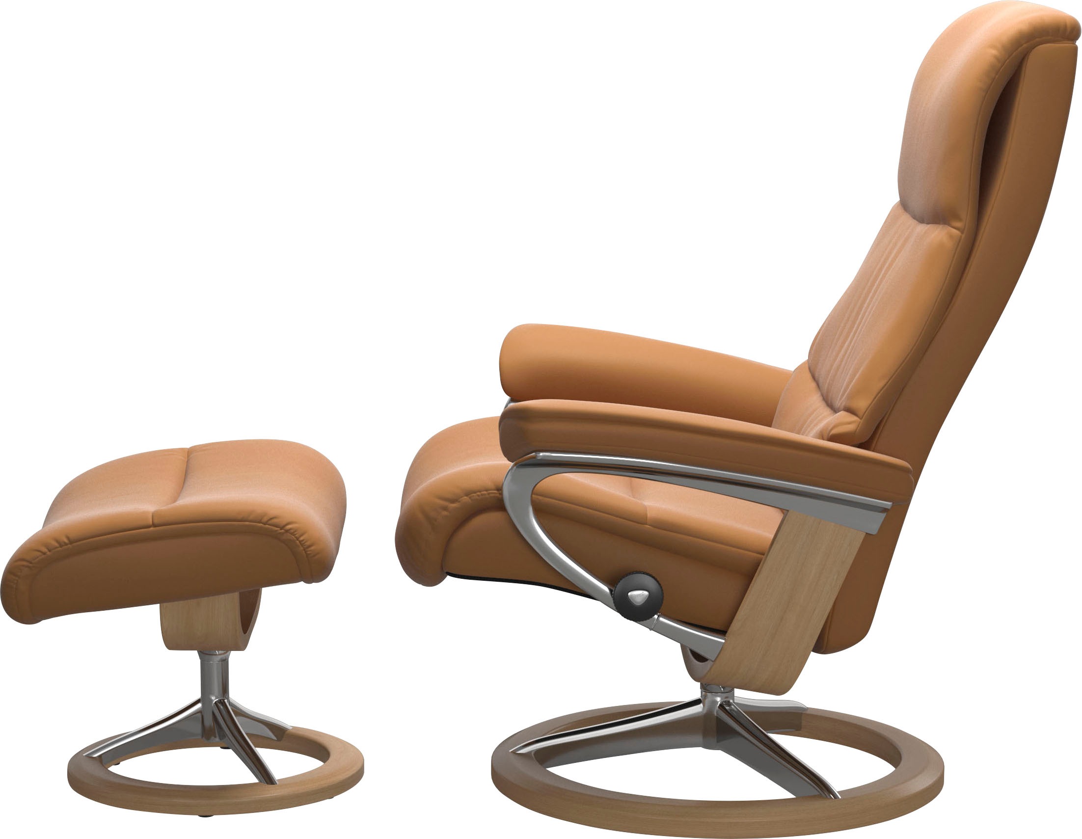 Stressless® Relaxsessel »View«, (Set, Relaxsessel mit Hocker), mit Signature Base, Größe M,Gestell Eiche