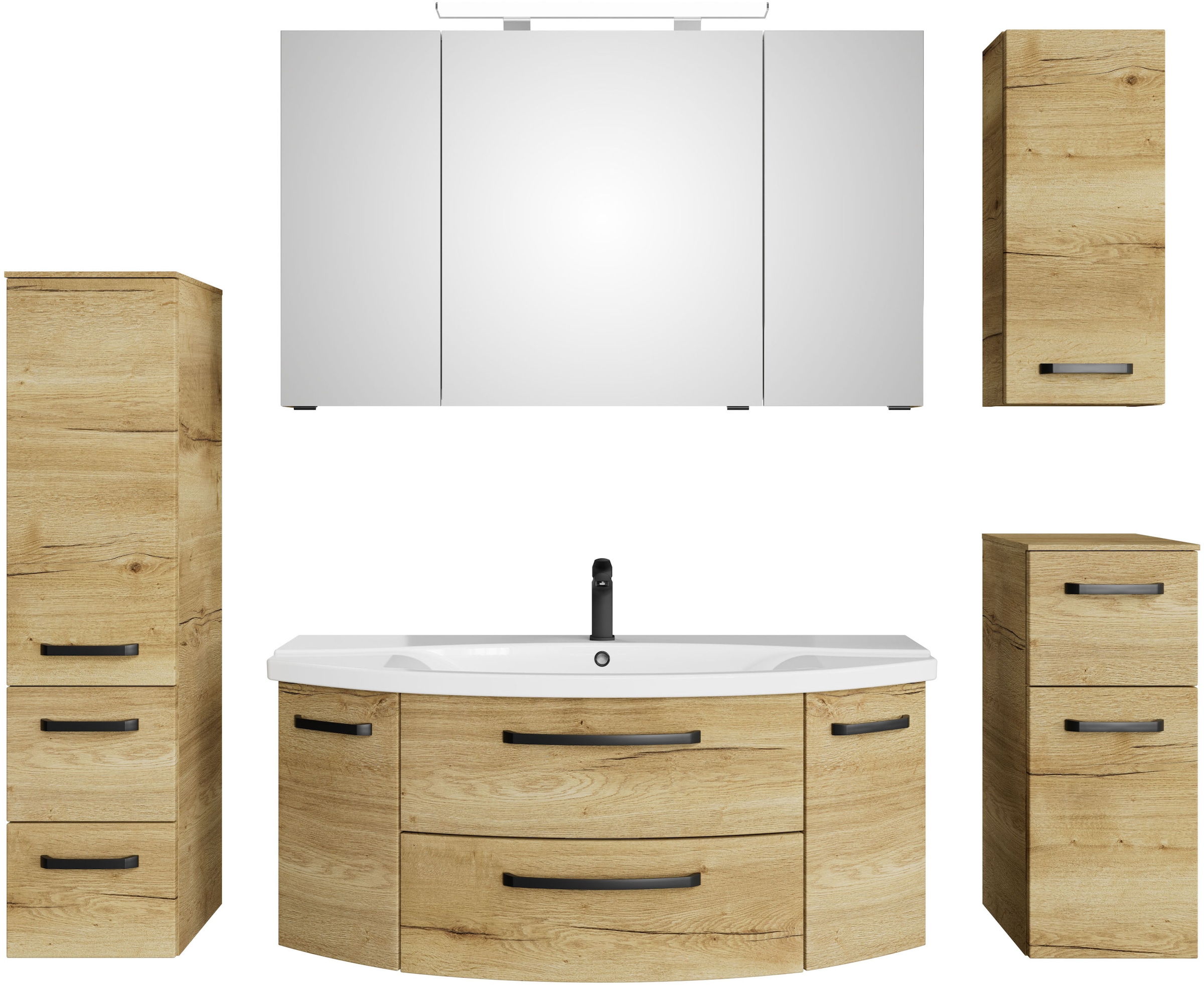 Saphir Badmöbel-Set »Serie 4010 5-teilig Keramik-Waschtisch mit LED-Spiegel günstig online kaufen