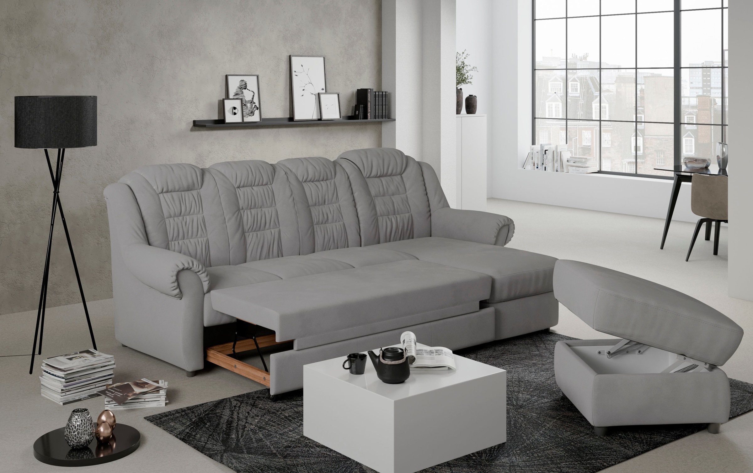 Home affaire Ecksofa »Boston L-Form«, mit hoher Rückenlehne, wahlweise mit günstig online kaufen