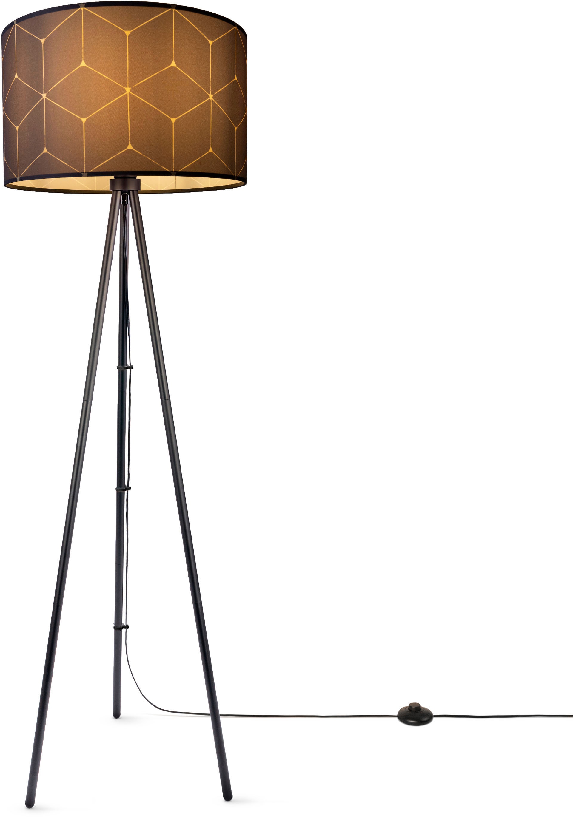 Paco Home Stehlampe »Trina Cube« E27 Lampenschirm Stoff Modern Wohnzimmer Stehlampe Leselampe E27 Rund