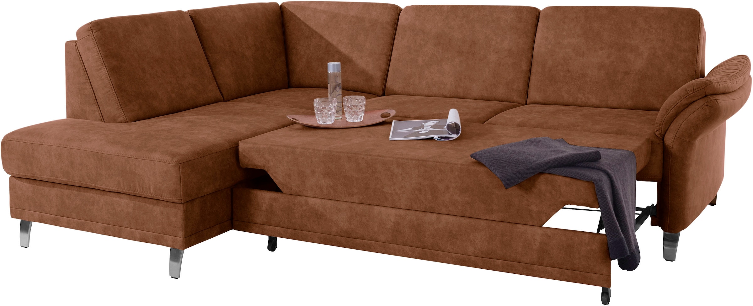 sit&more Ecksofa »Clio L-Form«, wahlweise mit Bettfunktion und Bettkasten, inklusive Federkern